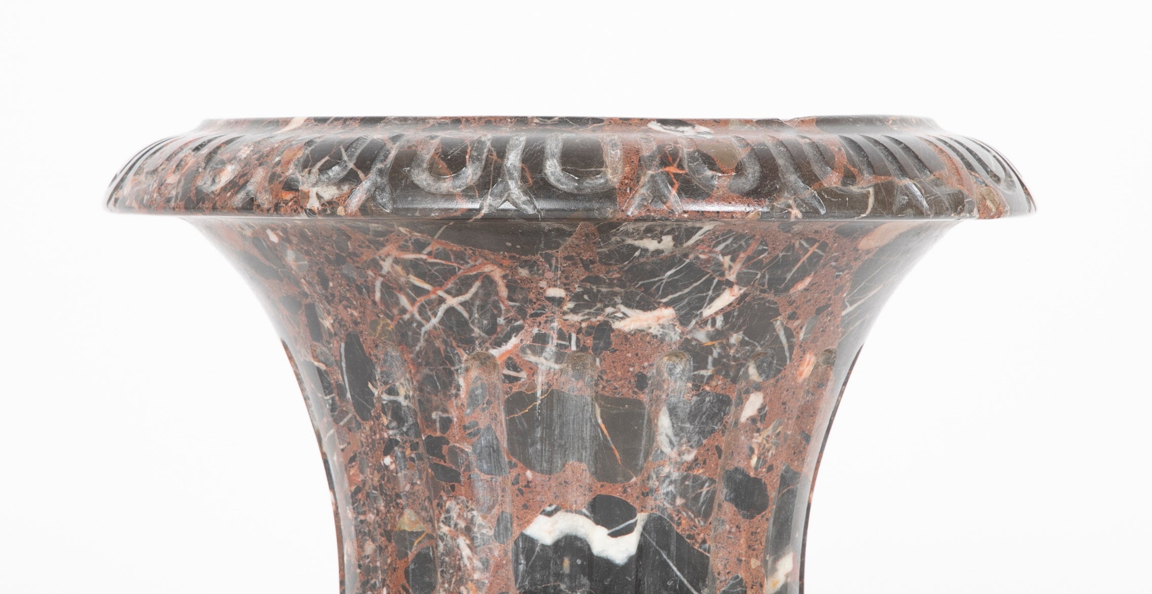 Pair of Italian Neoclassical Style Variegated Marble Urns