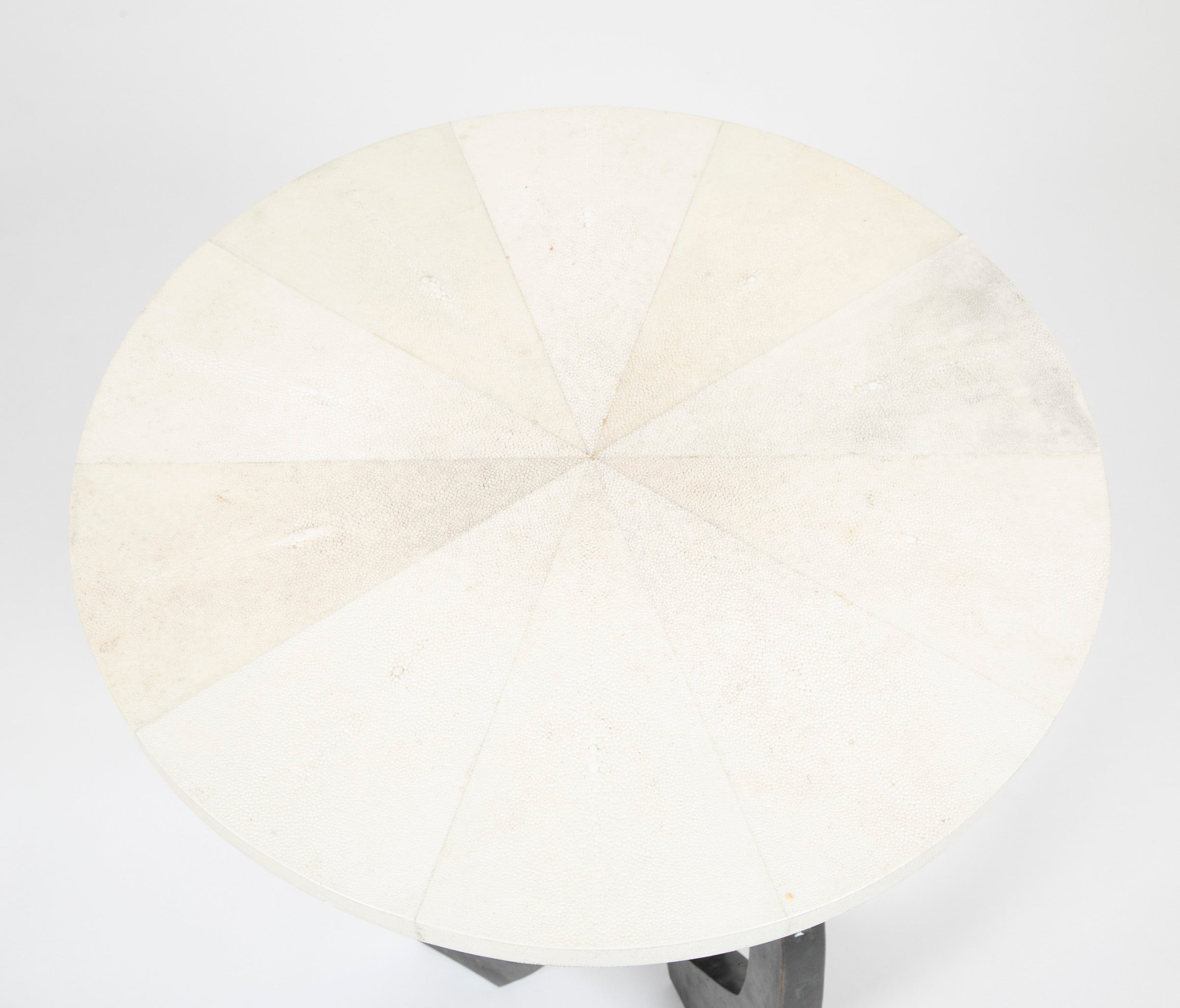R & Y Augousti Shagreen, Wood and Bronze Round Side Table