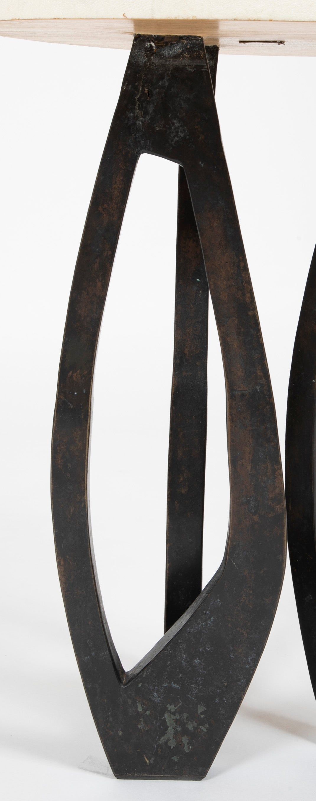 R & Y Augousti Shagreen, Wood and Bronze Round Side Table