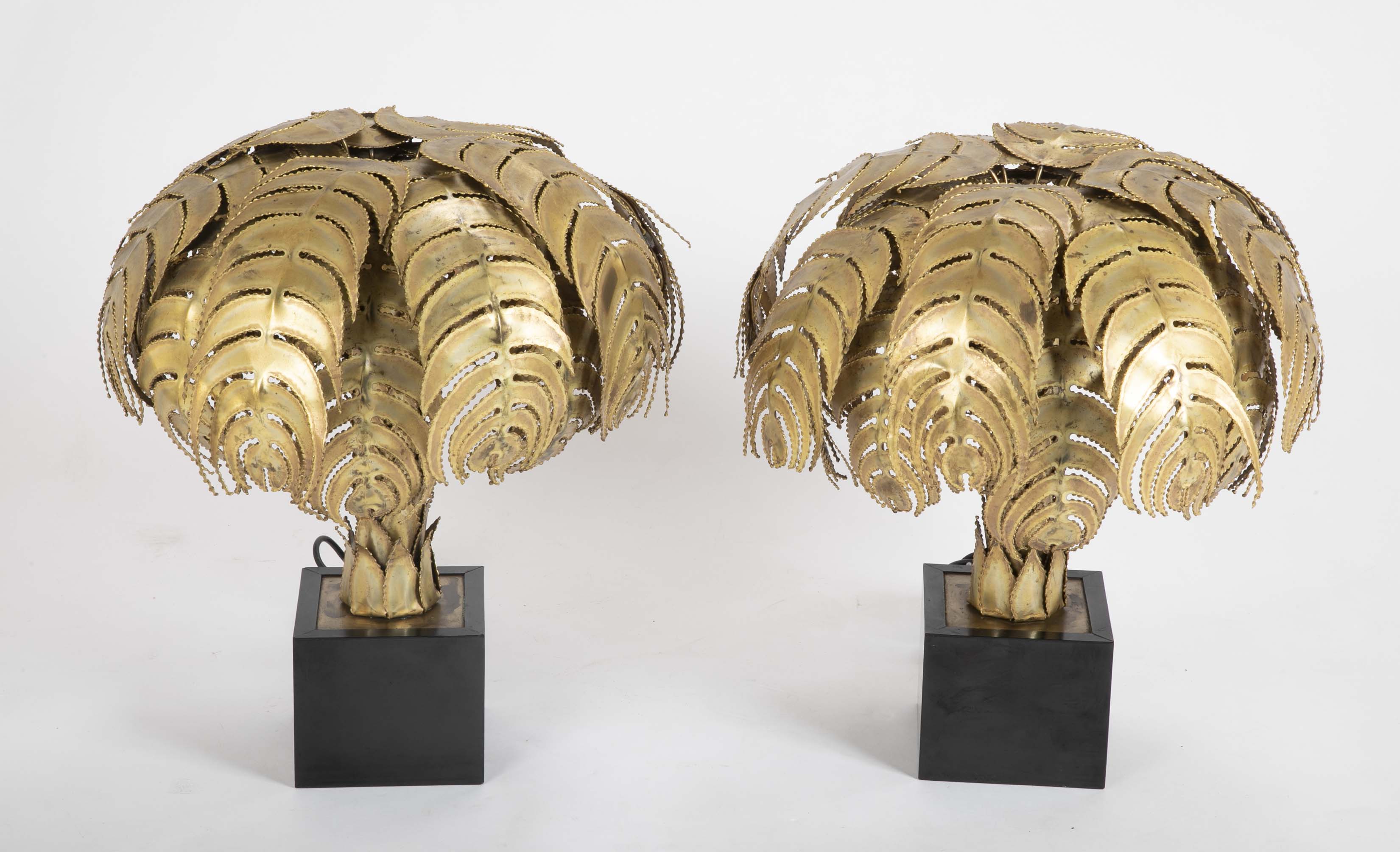 Pair of Palm Tree Form Lamps by Christian Techoueyres for Maison Jansen