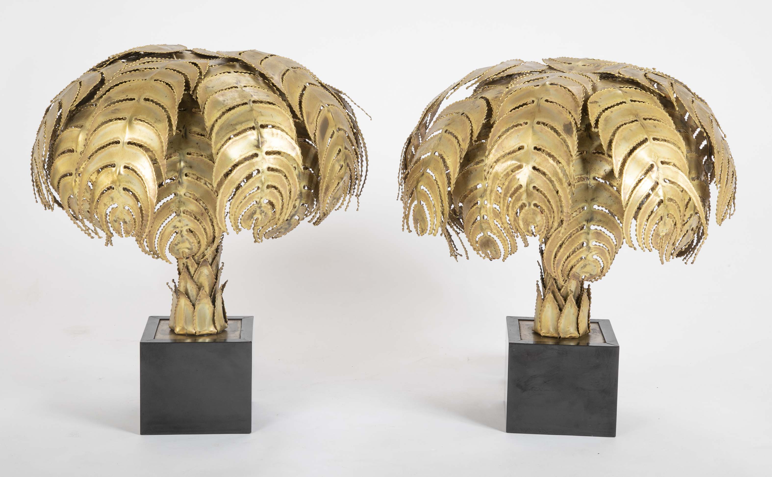 Pair of Palm Tree Form Lamps by Christian Techoueyres for Maison Jansen