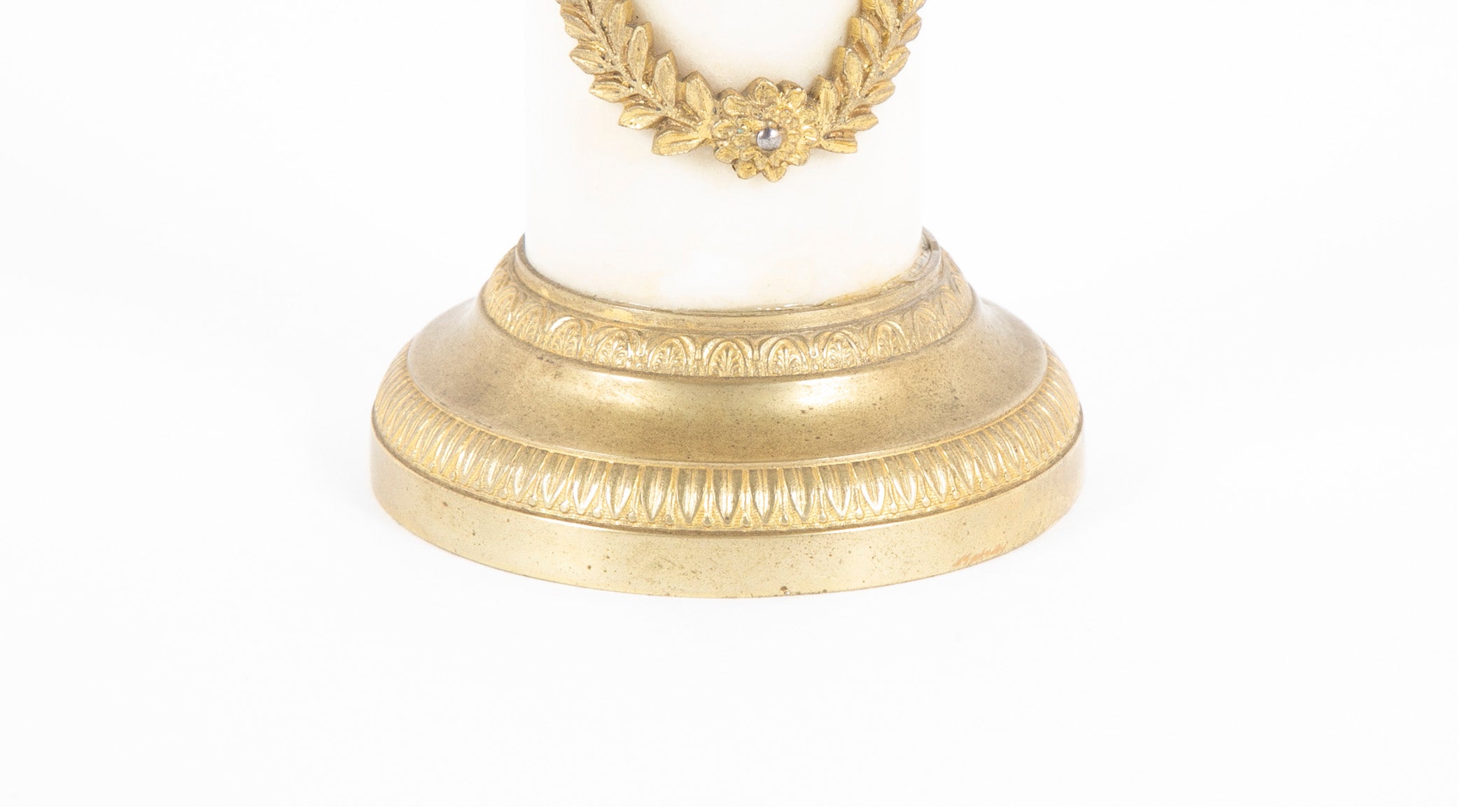 Pair of Regency Bronze & Marble Classical Putti Candlesticks