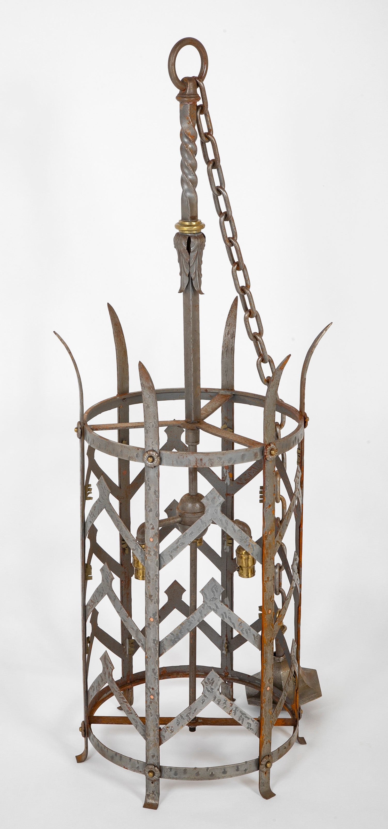 A Pair of Early 20th Century American Wrought Iron Lanterns