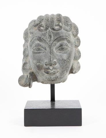 Carved Greenstone Head of Parvati on Modern Stand