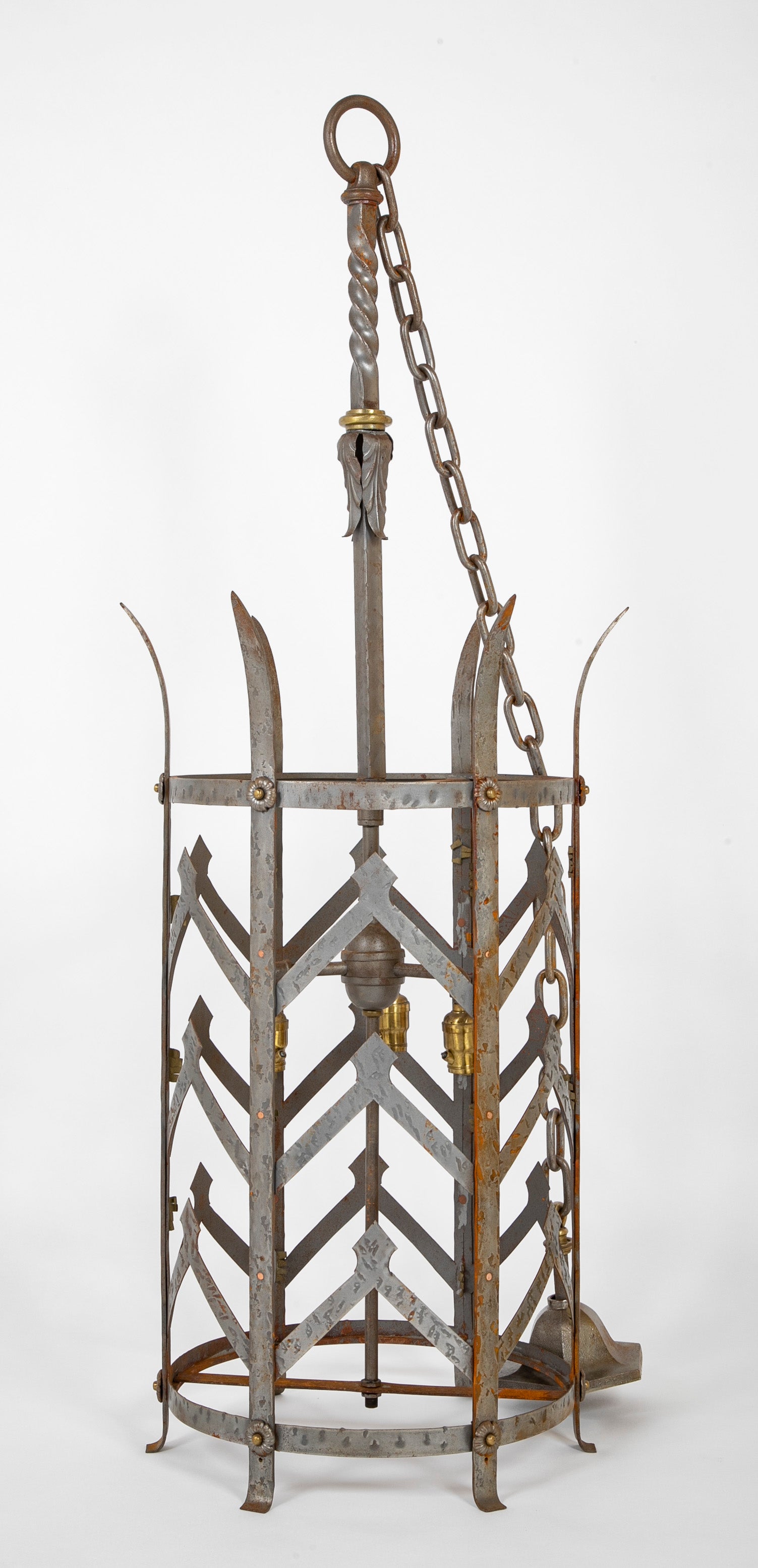 A Pair of Early 20th Century American Wrought Iron Lanterns