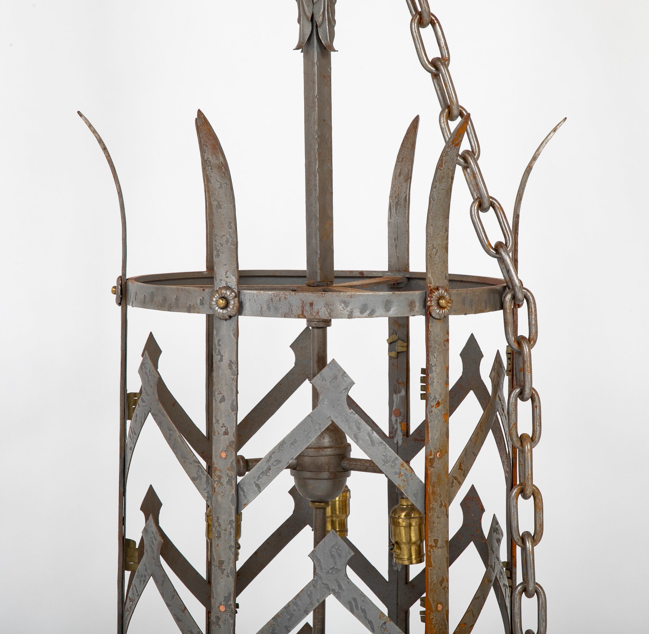 A Pair of Early 20th Century American Wrought Iron Lanterns