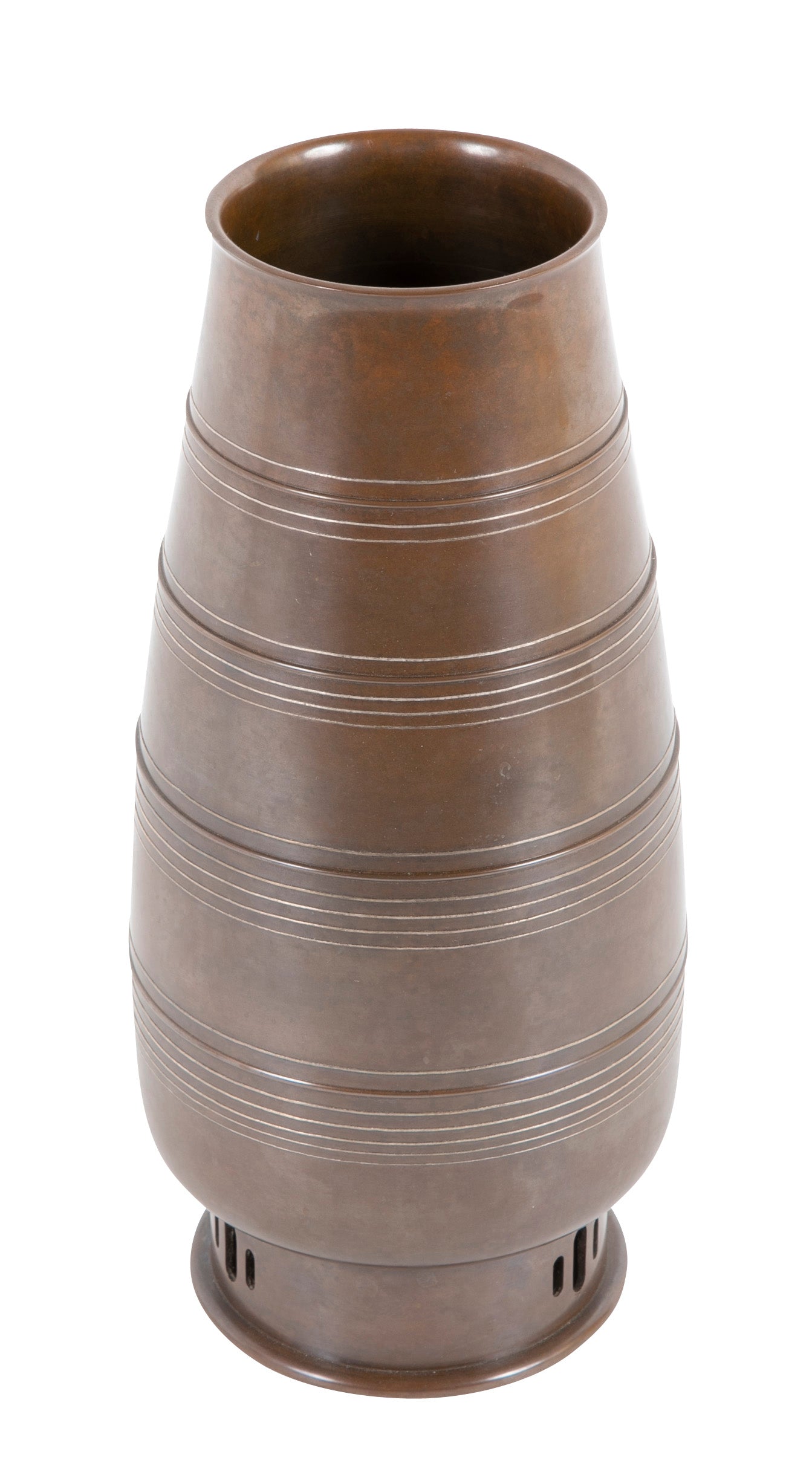 Japanese Bronze Inlaid Flower Vase by I Nami Keishu