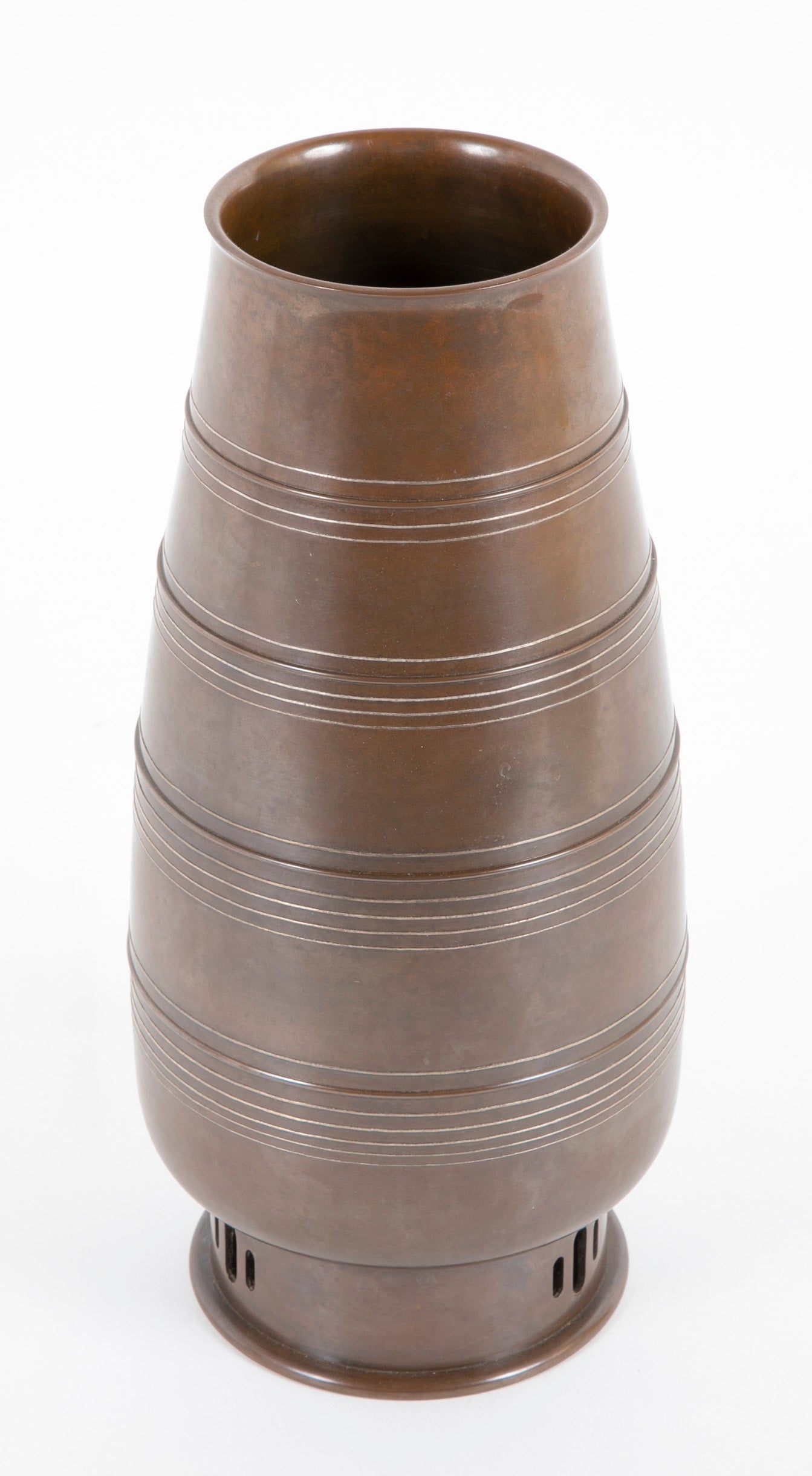 Japanese Bronze Inlaid Flower Vase by I Nami Keishu