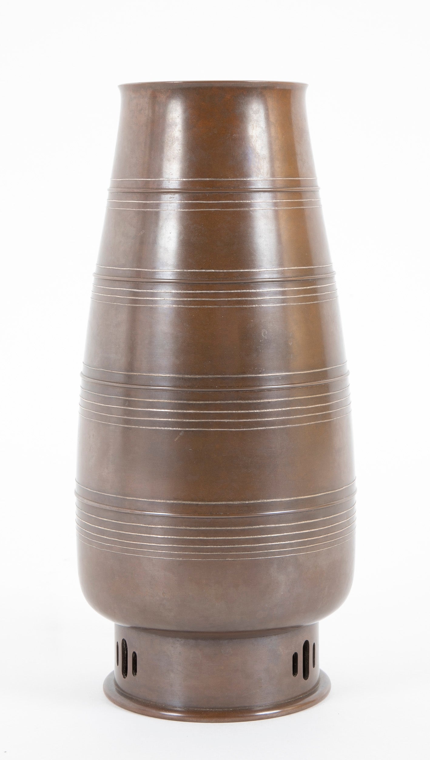 Japanese Bronze Inlaid Flower Vase by I Nami Keishu
