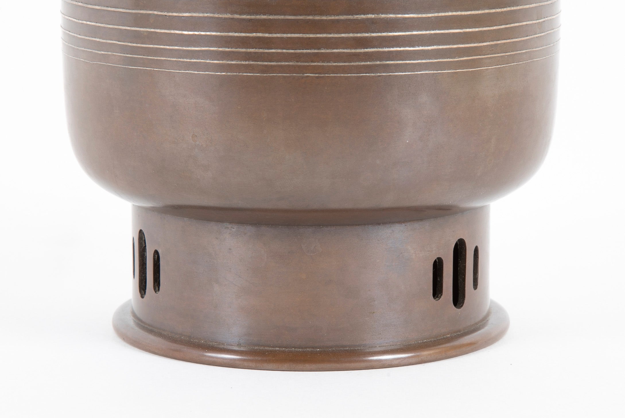 Japanese Bronze Inlaid Flower Vase by I Nami Keishu