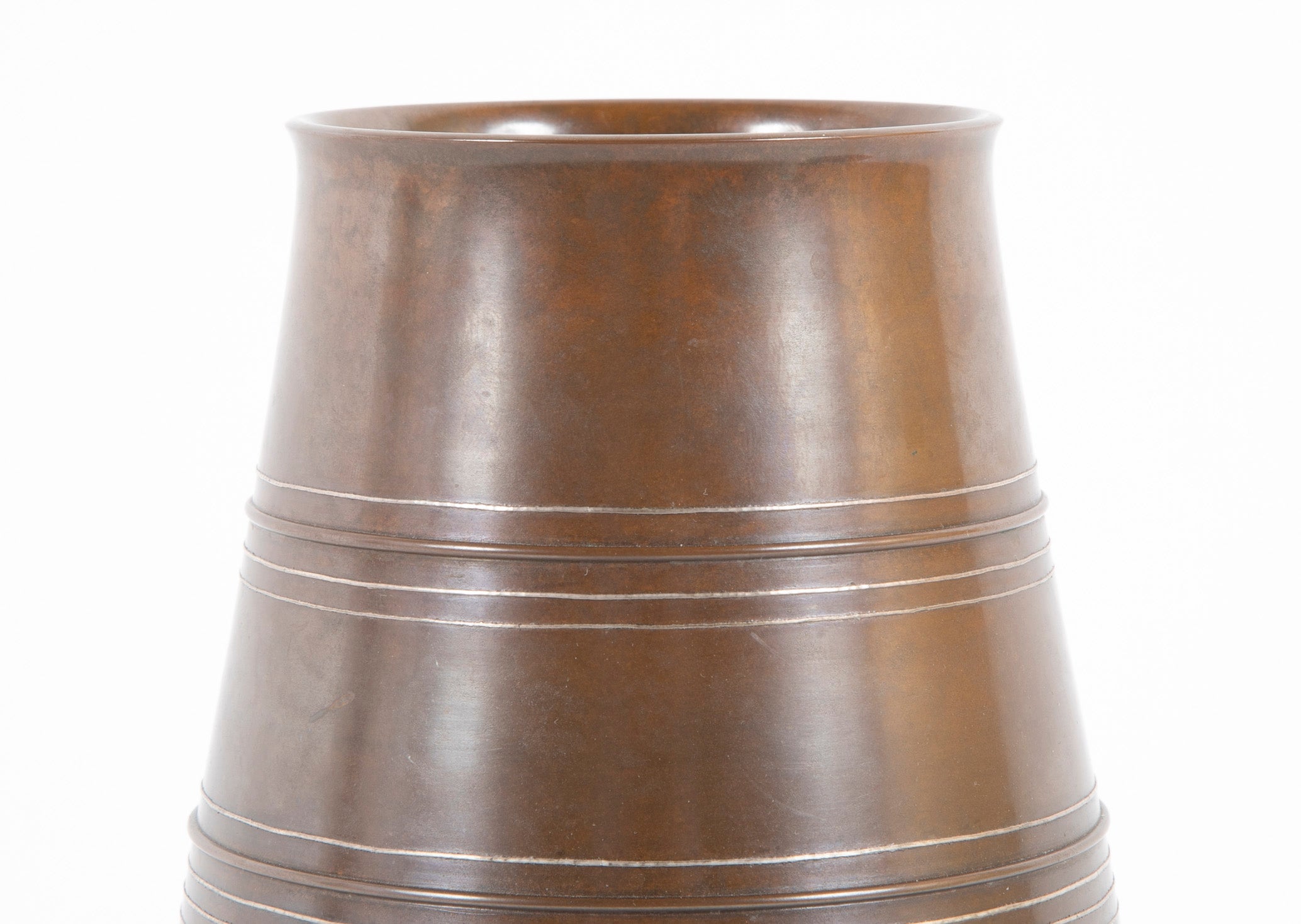 Japanese Bronze Inlaid Flower Vase by I Nami Keishu