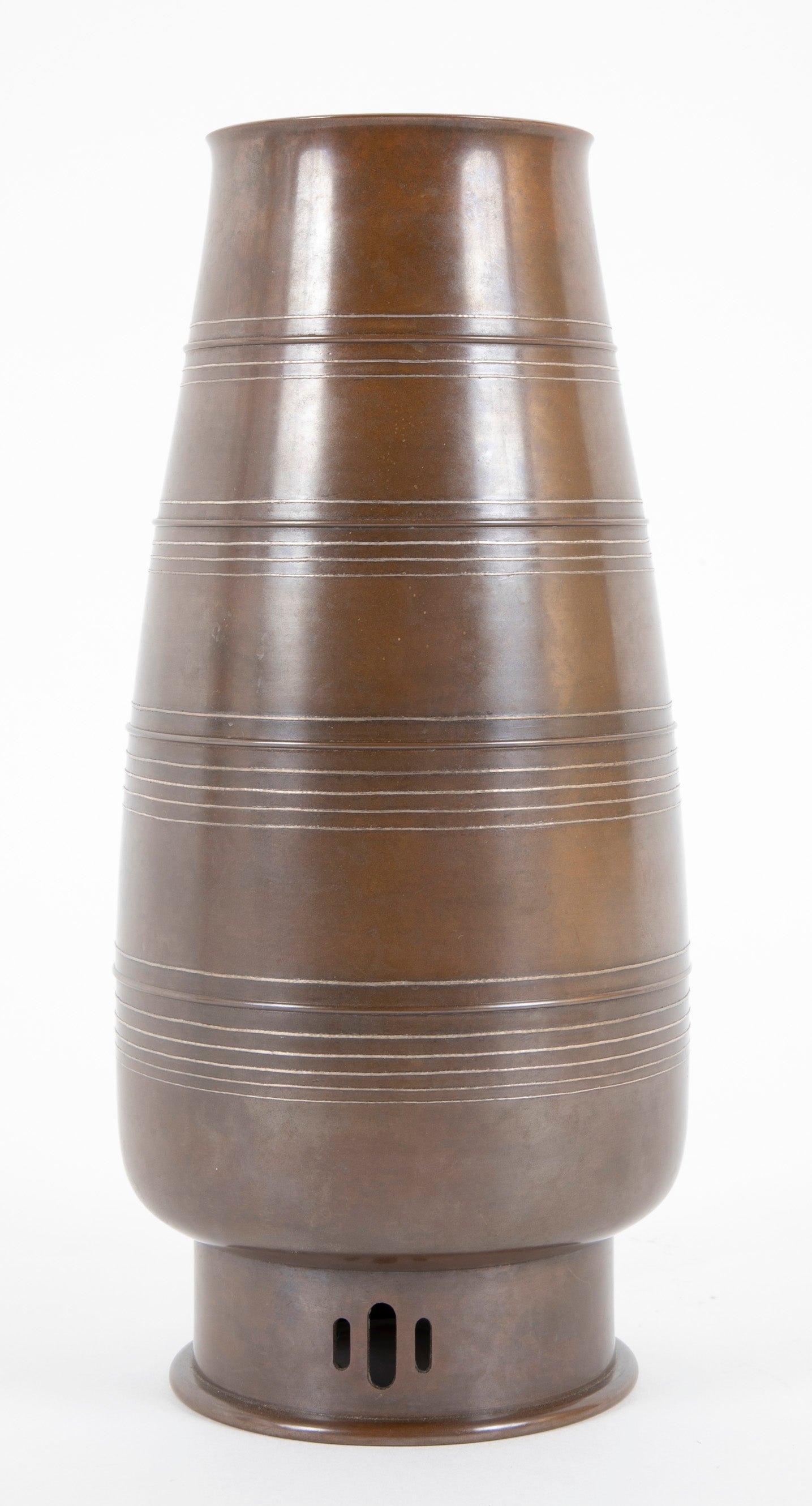Japanese Bronze Inlaid Flower Vase by I Nami Keishu