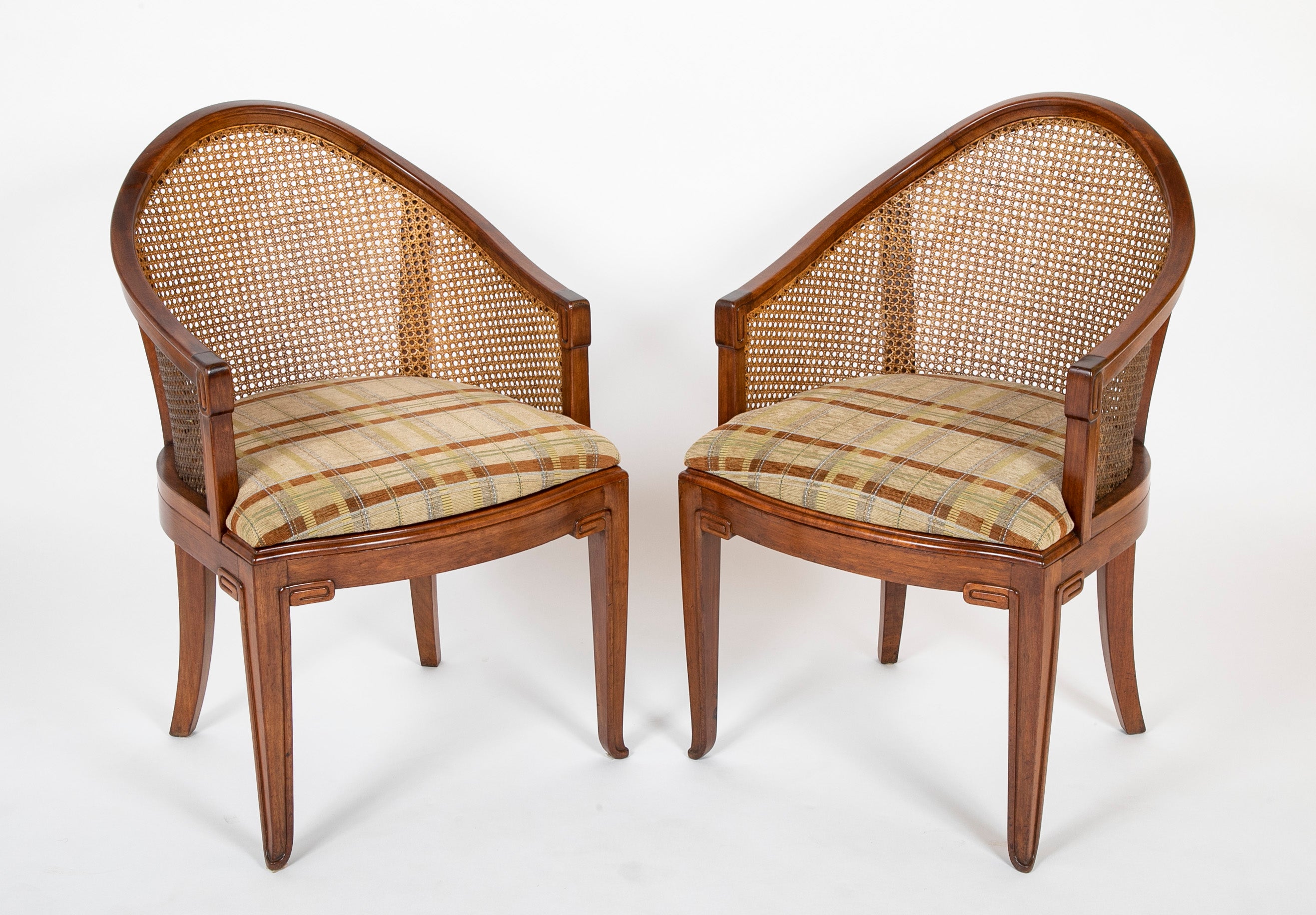 Set of Four Slip Seated Caned Back Armchairs Attributed to Maurice Dufrene
