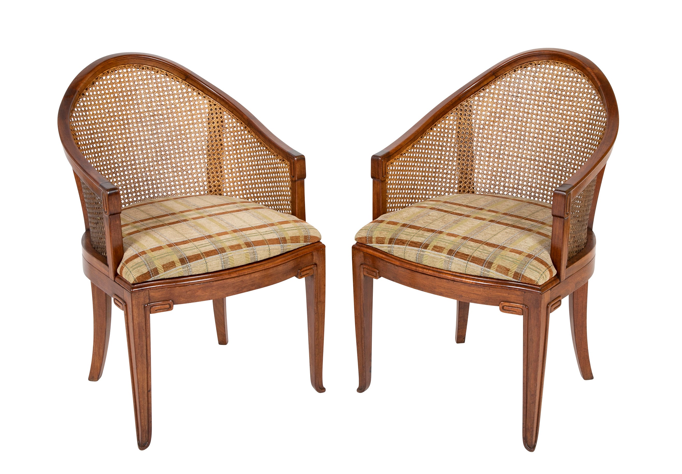 Set of Four Slip Seated Caned Back Armchairs Attributed to Maurice Dufrene