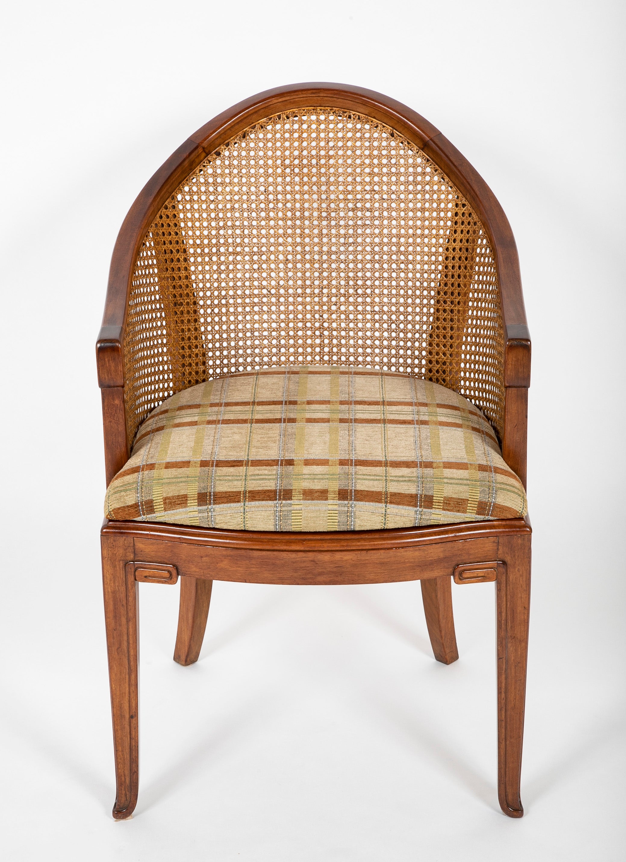 Set of Four Slip Seated Caned Back Armchairs Attributed to Maurice Dufrene