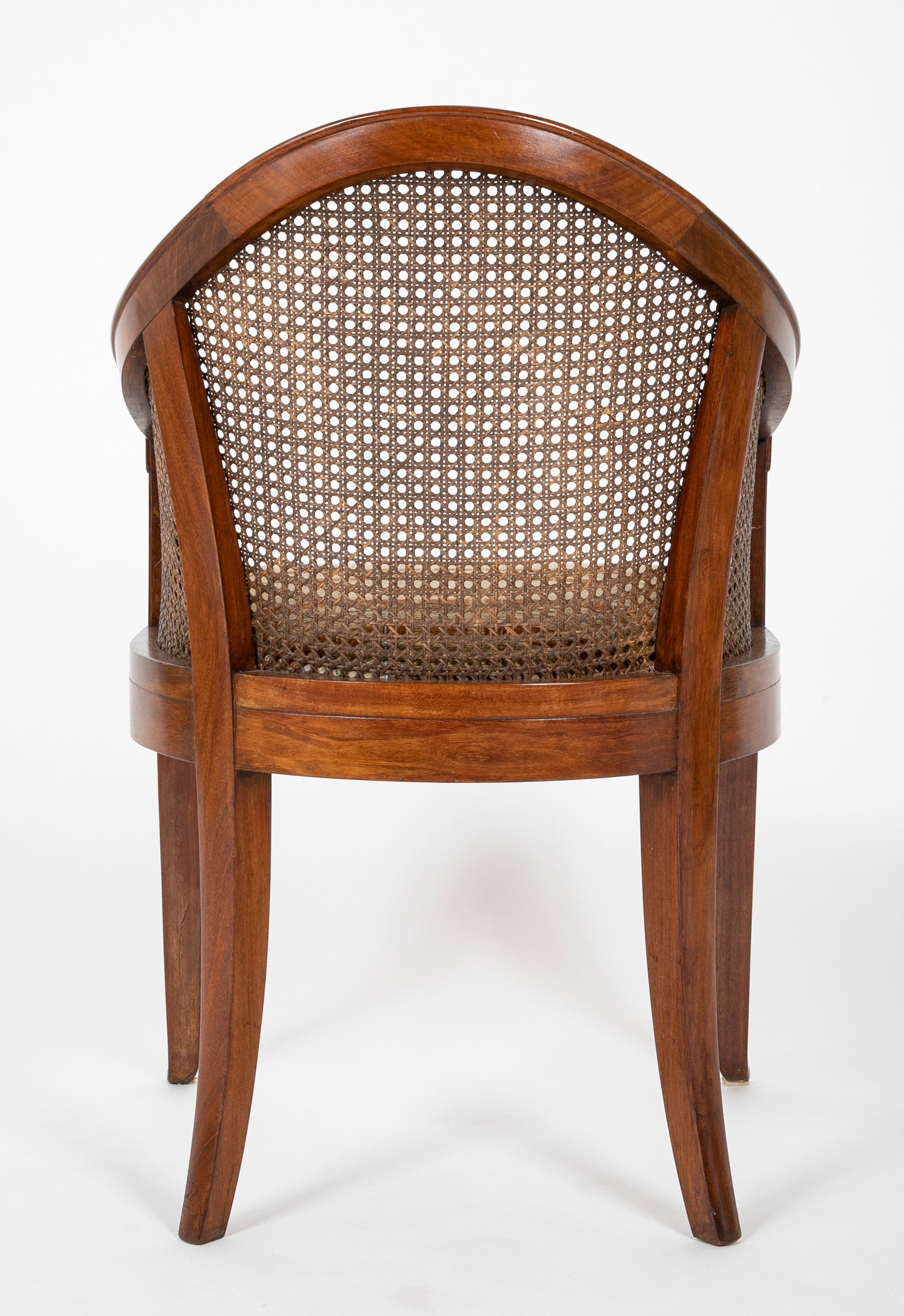 Set of Four Slip Seated Caned Back Armchairs Attributed to Maurice Dufrene
