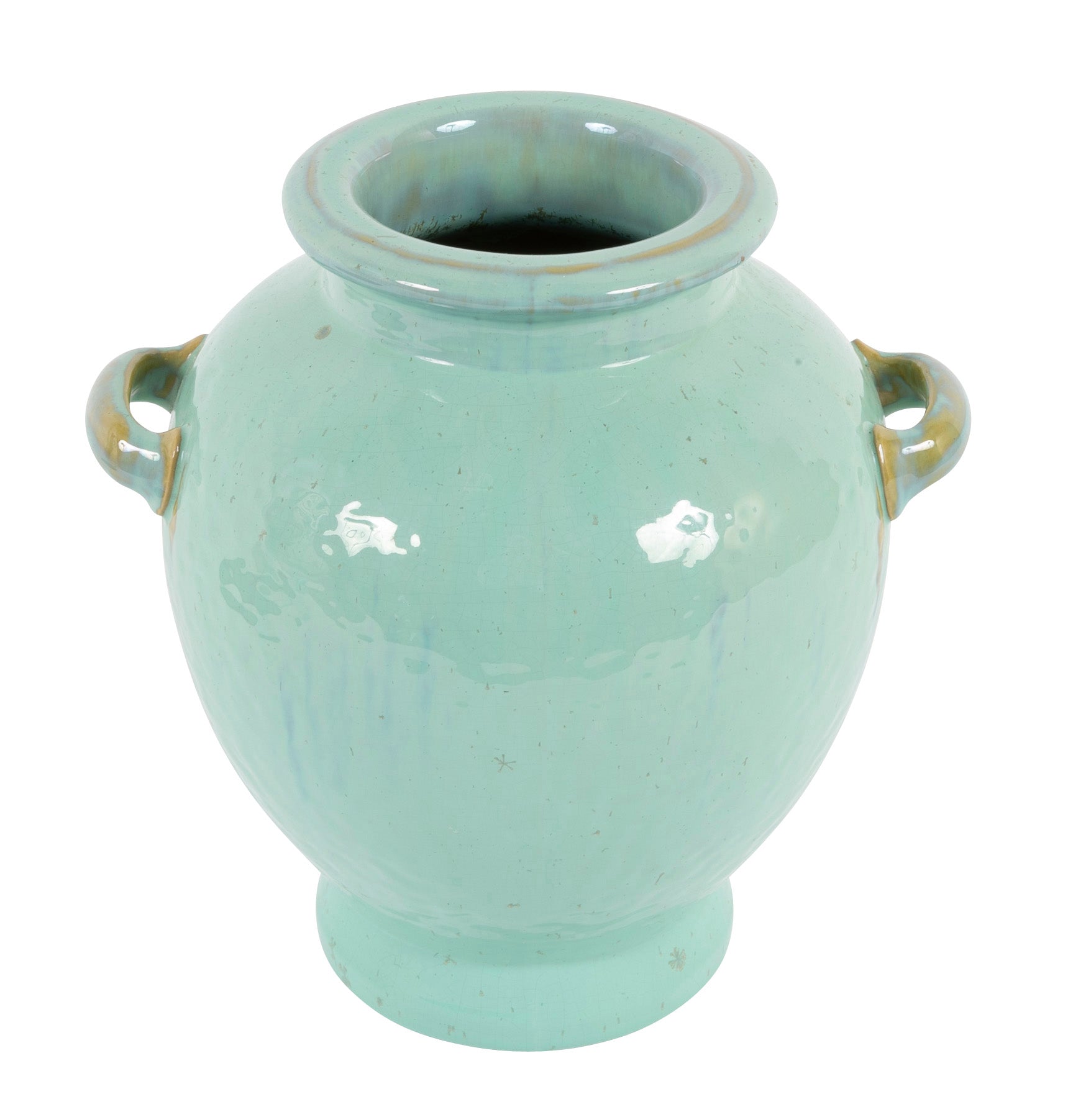 Large Two Handled Green Glazed Fulper Vase