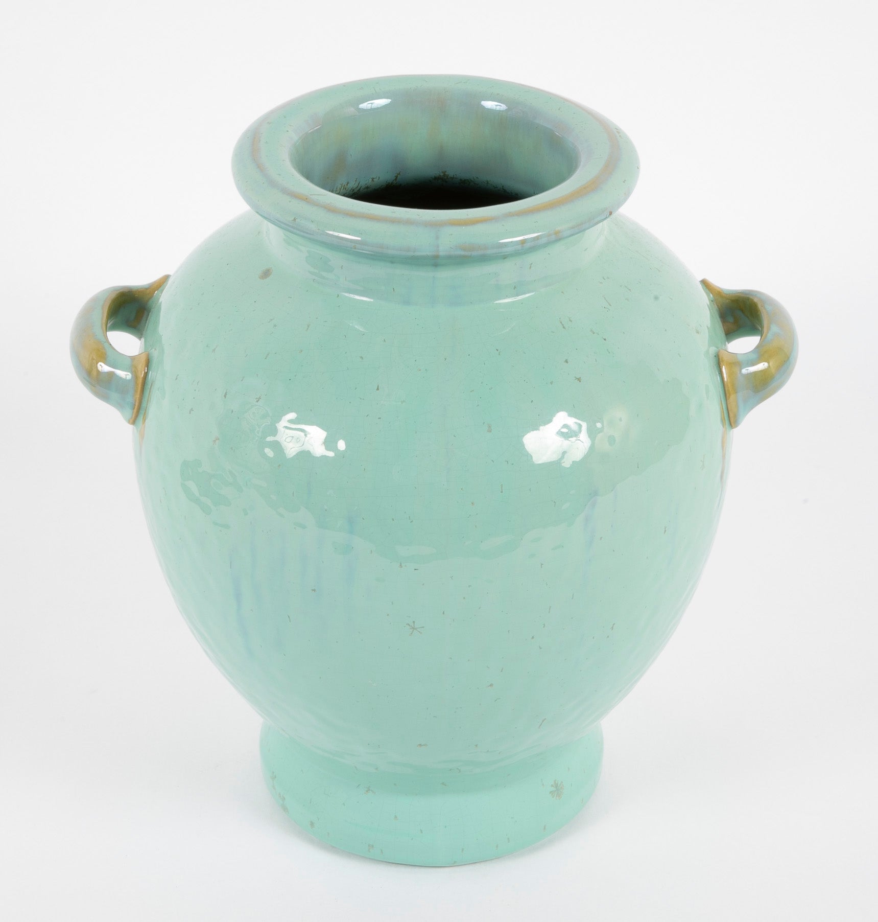 Large Two Handled Green Glazed Fulper Vase