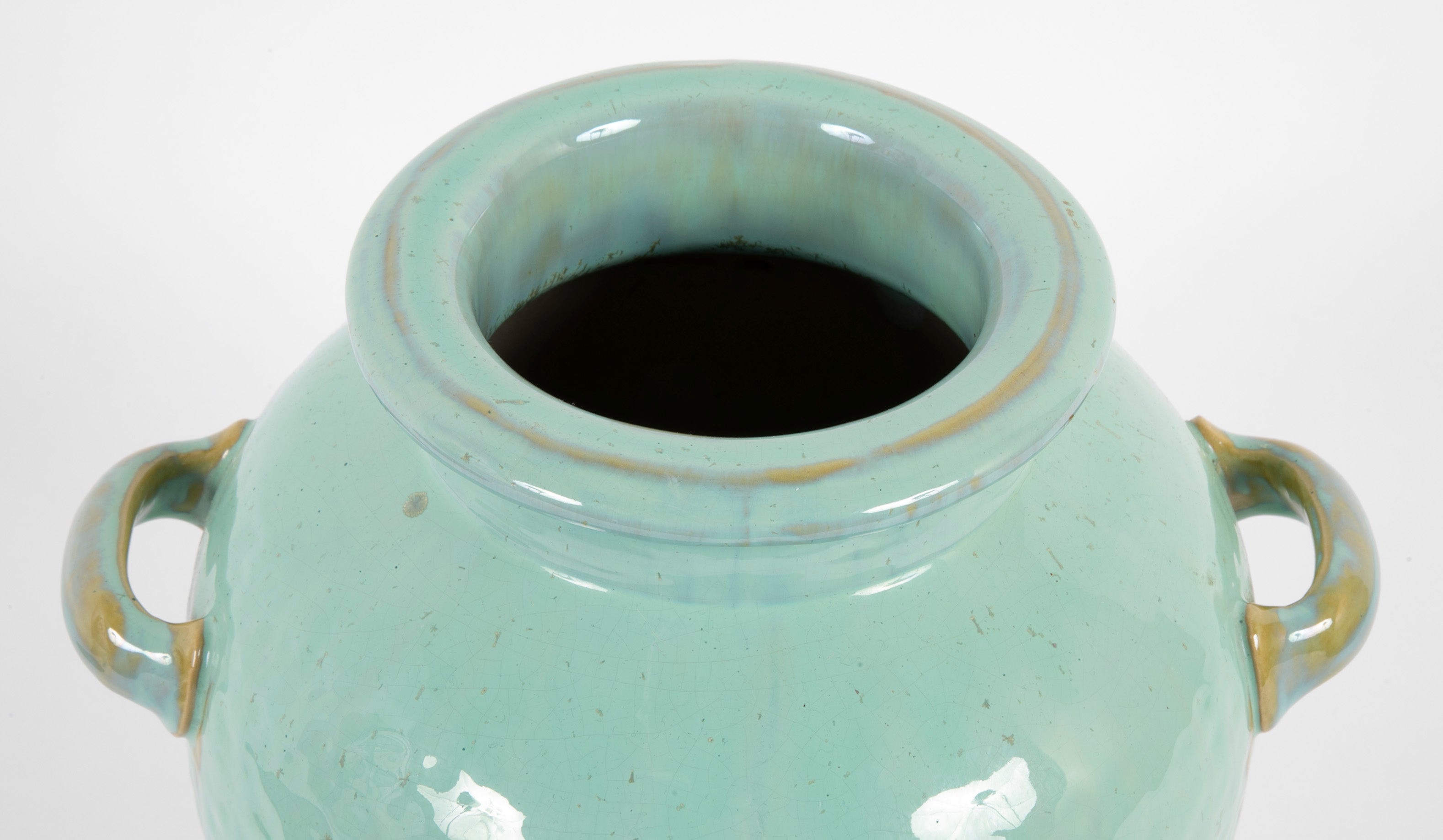 Large Two Handled Green Glazed Fulper Vase