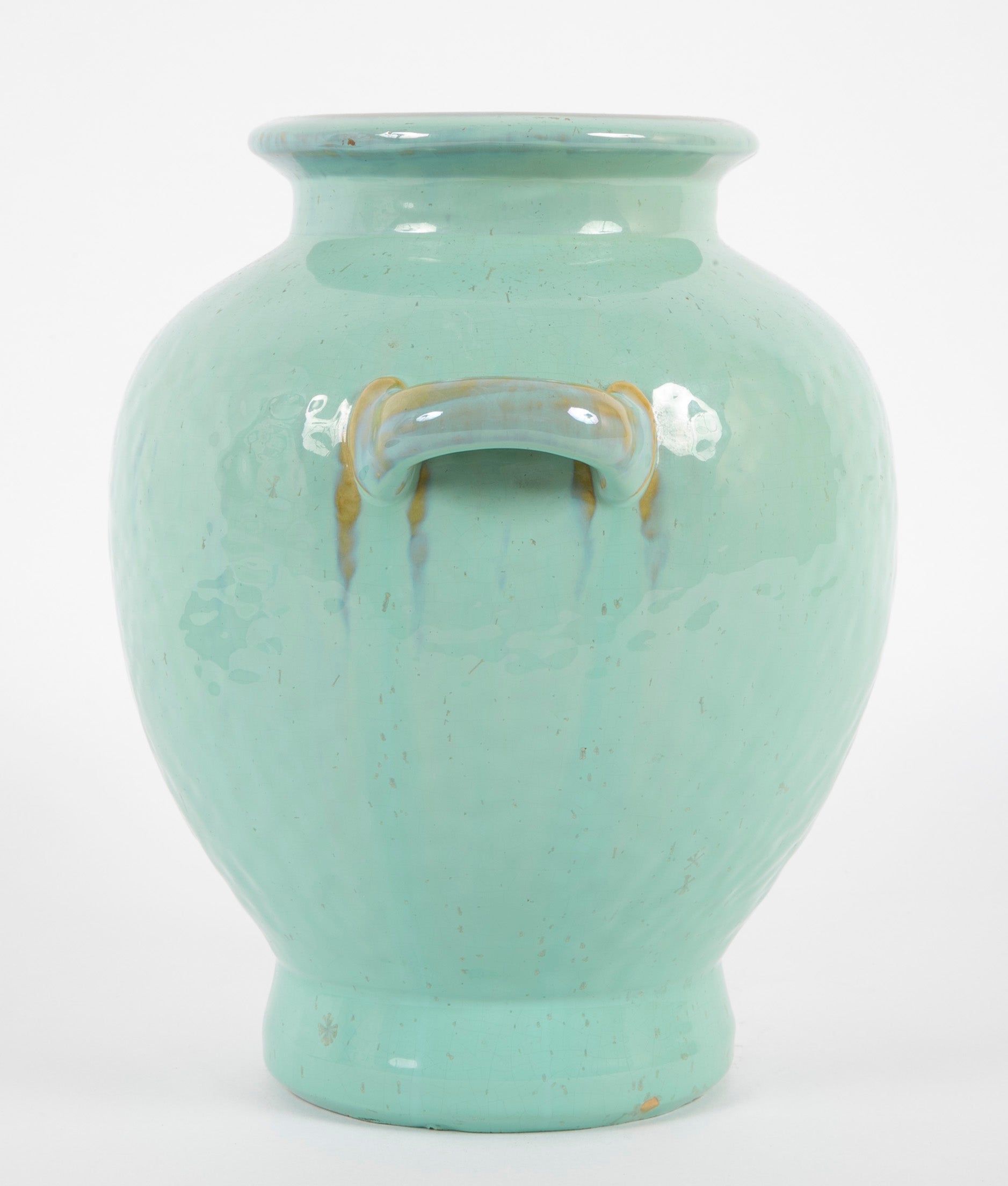 Large Two Handled Green Glazed Fulper Vase