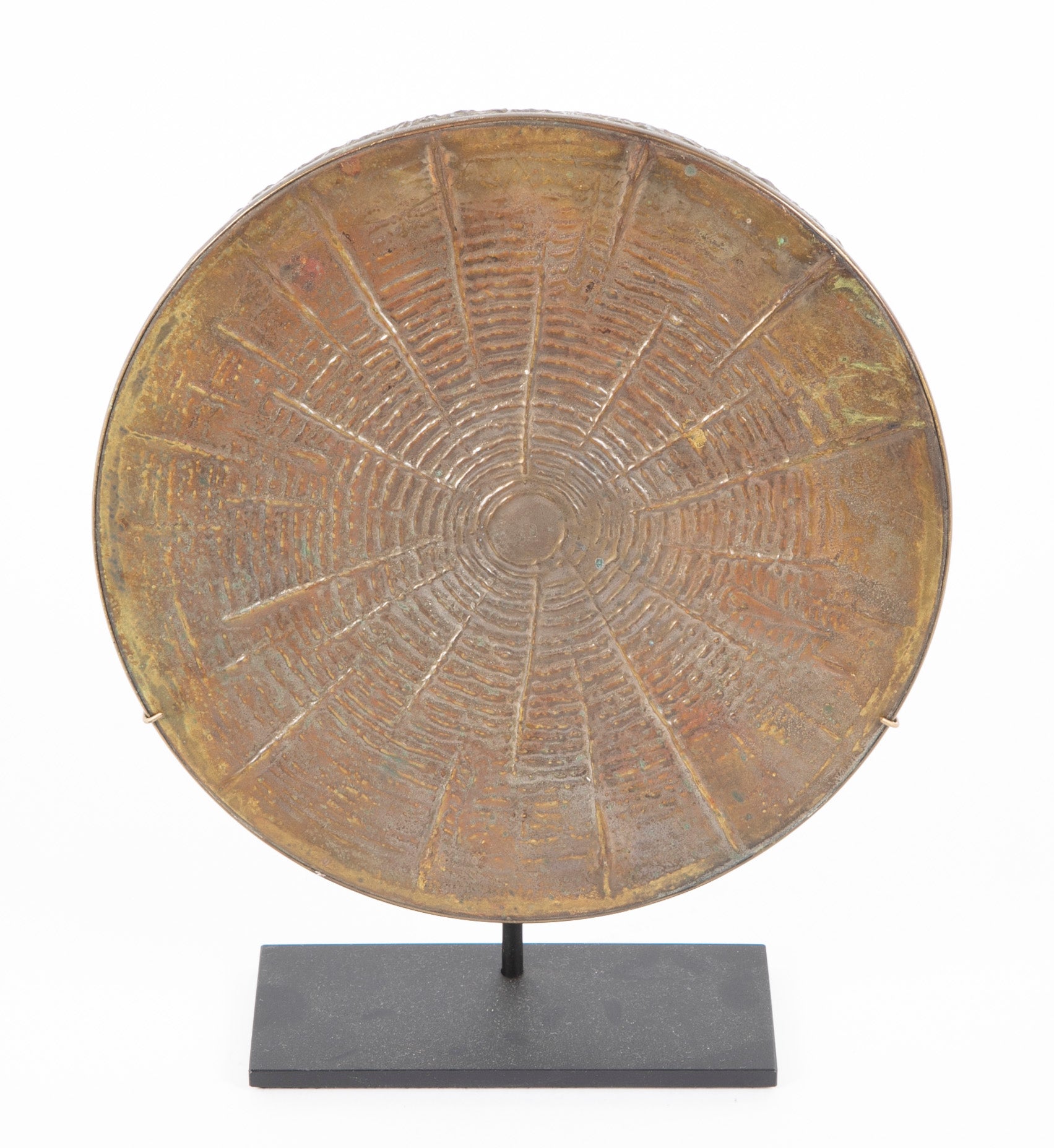 Repousse Copper Tray in Form of Tree Trunk Slice