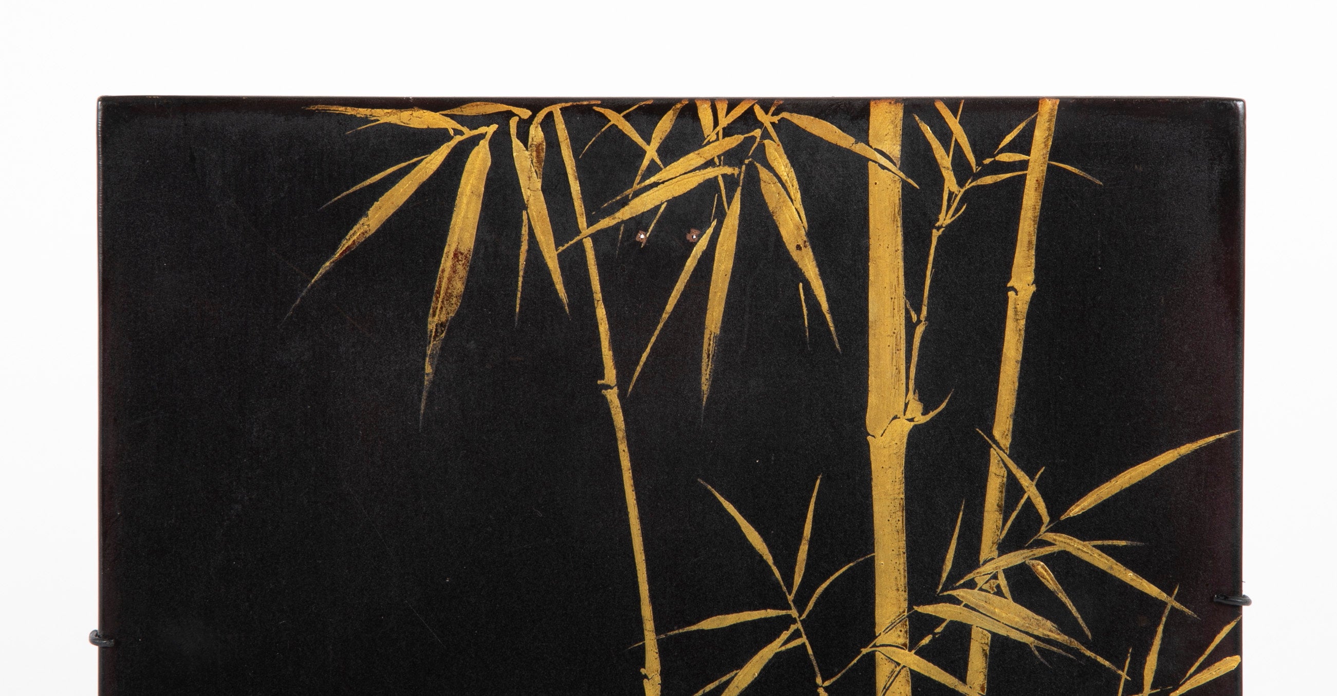 Truong van Thanh Wood panel with Black & Gold Depiction of Bamboo