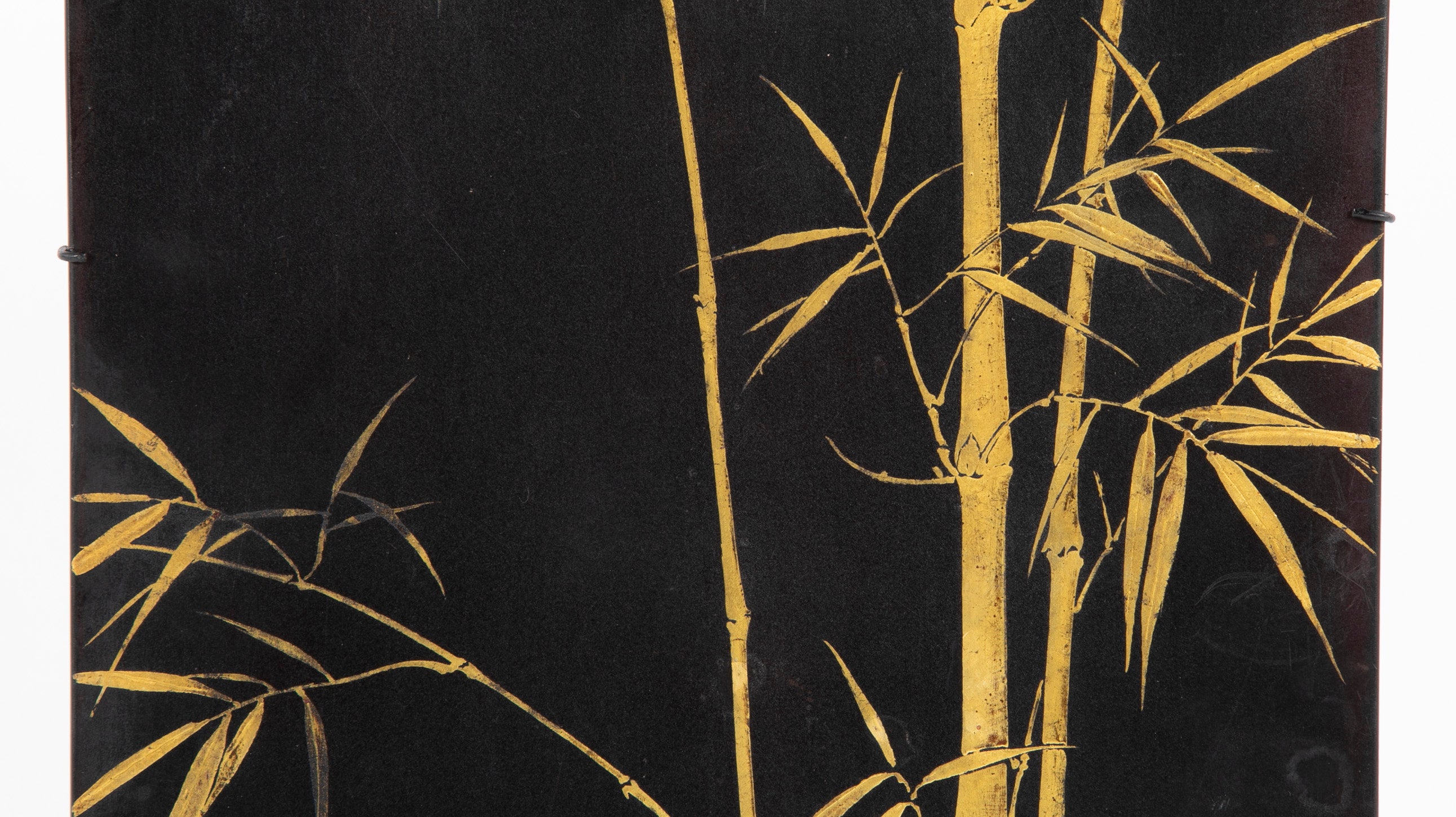 Truong van Thanh Wood panel with Black & Gold Depiction of Bamboo