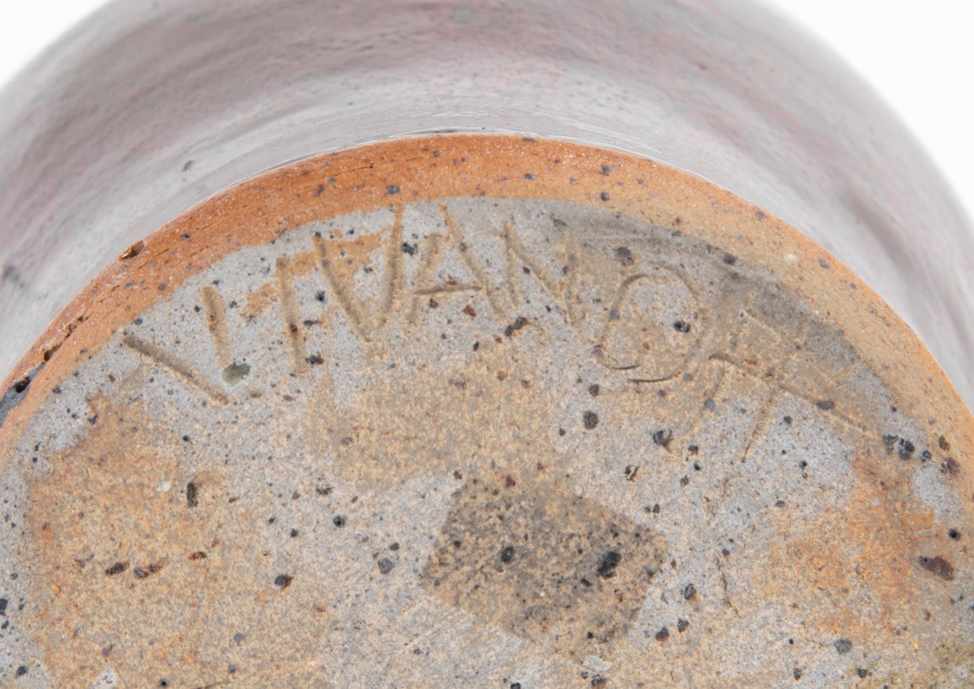 Vassil Ivanoff Stoneware Baluster Vase with Oxblood Dripped Glaze on Beige