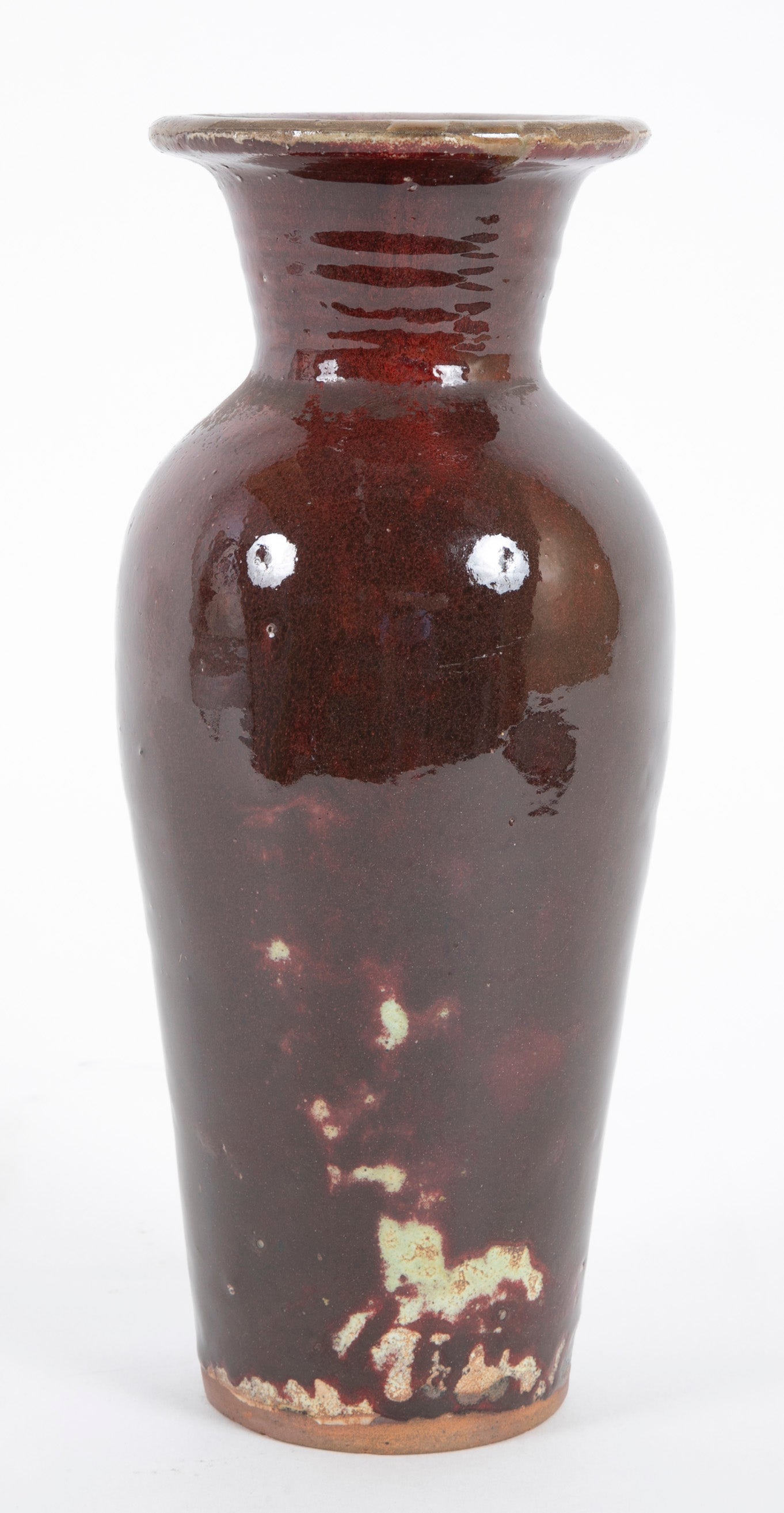 Vassil Ivanoff Oxblood & Black Pyrite Glazed Baluster Form Vase