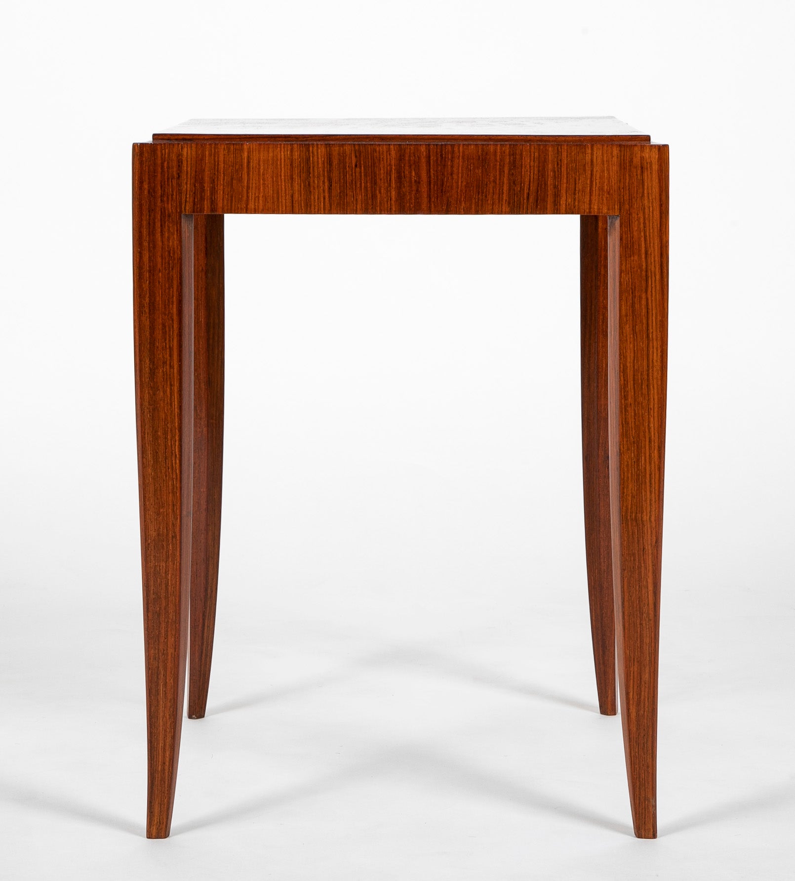 French Dominique Signed Pair of Palisander Side Tables