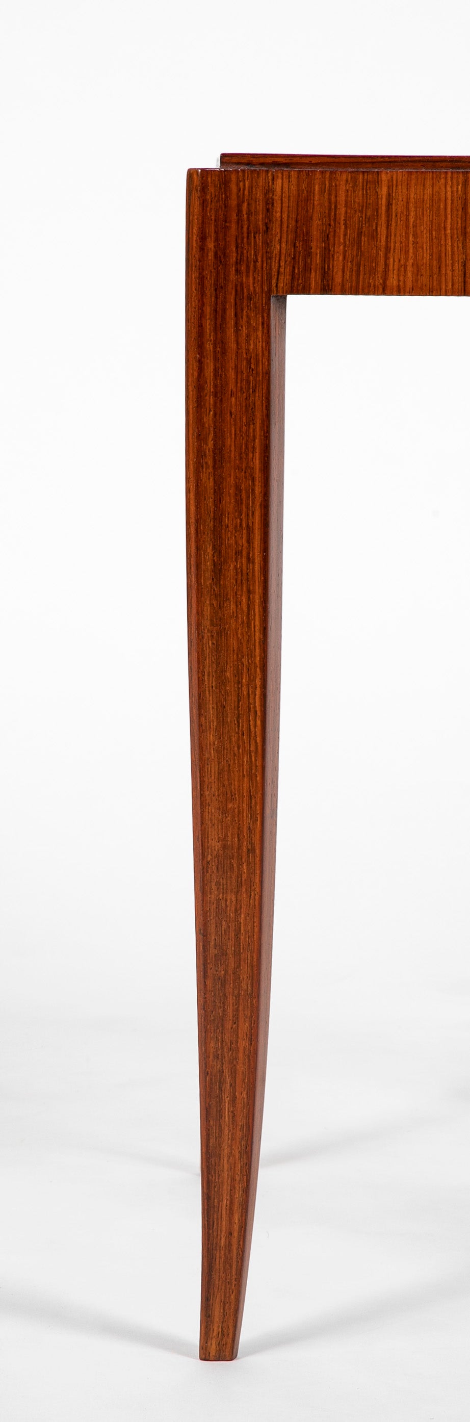 French Dominique Signed Pair of Palisander Side Tables