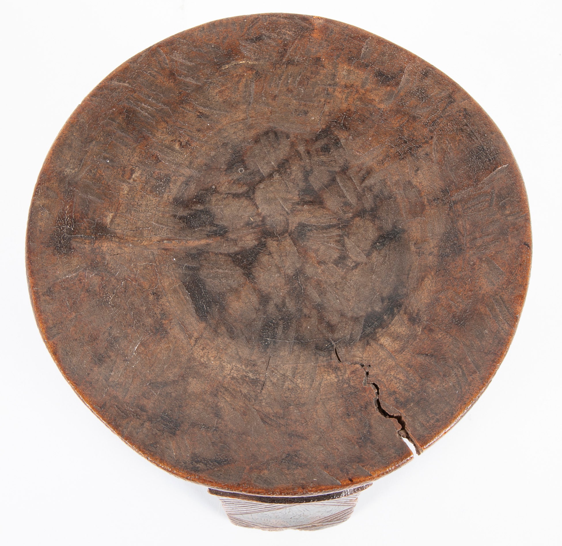 Zambia Wood Miniature Stool with Incised Designs on Each Leg