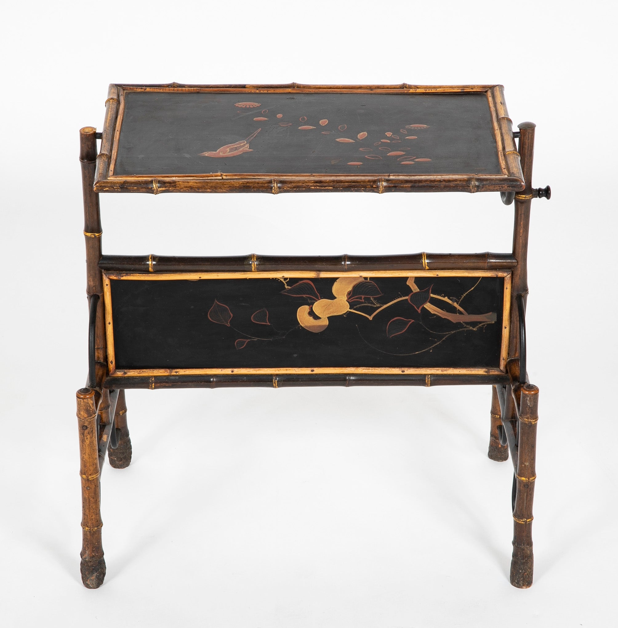 Bamboo Cake Stand Flip Top Table with Lacquered Top