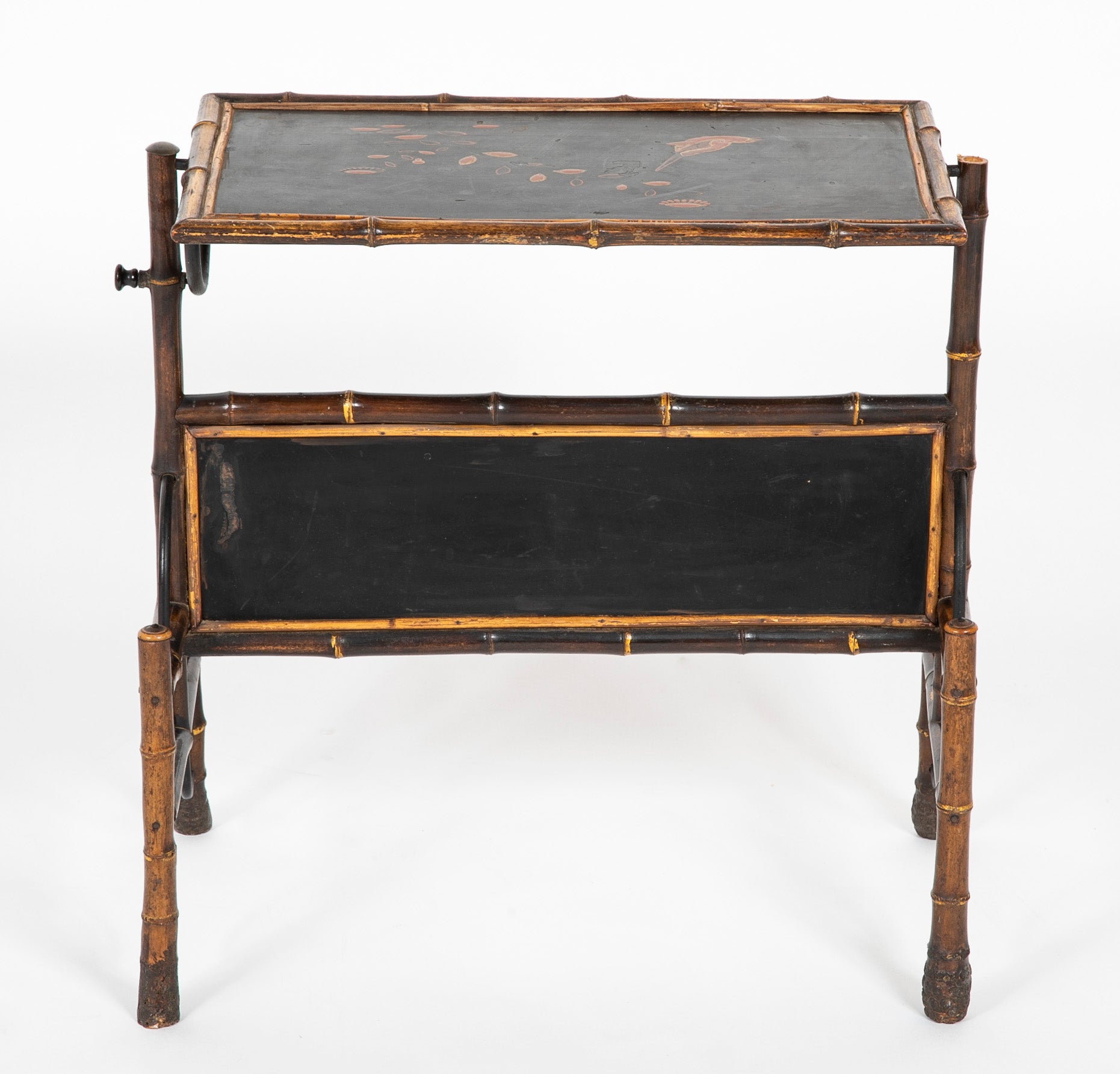 Bamboo Cake Stand Flip Top Table with Lacquered Top