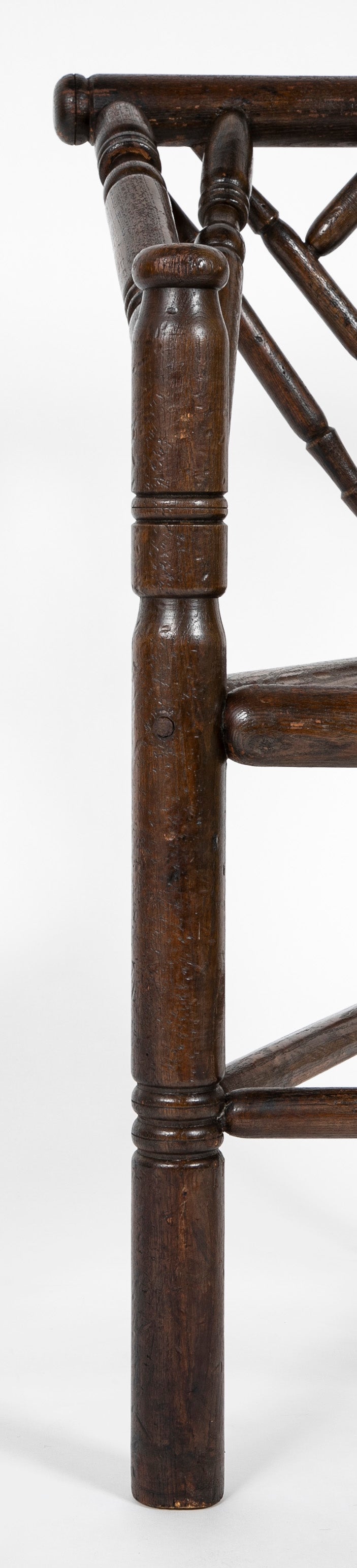 Jacobean Style 3 Legged Chair with Plank Seat & Turned Spindles