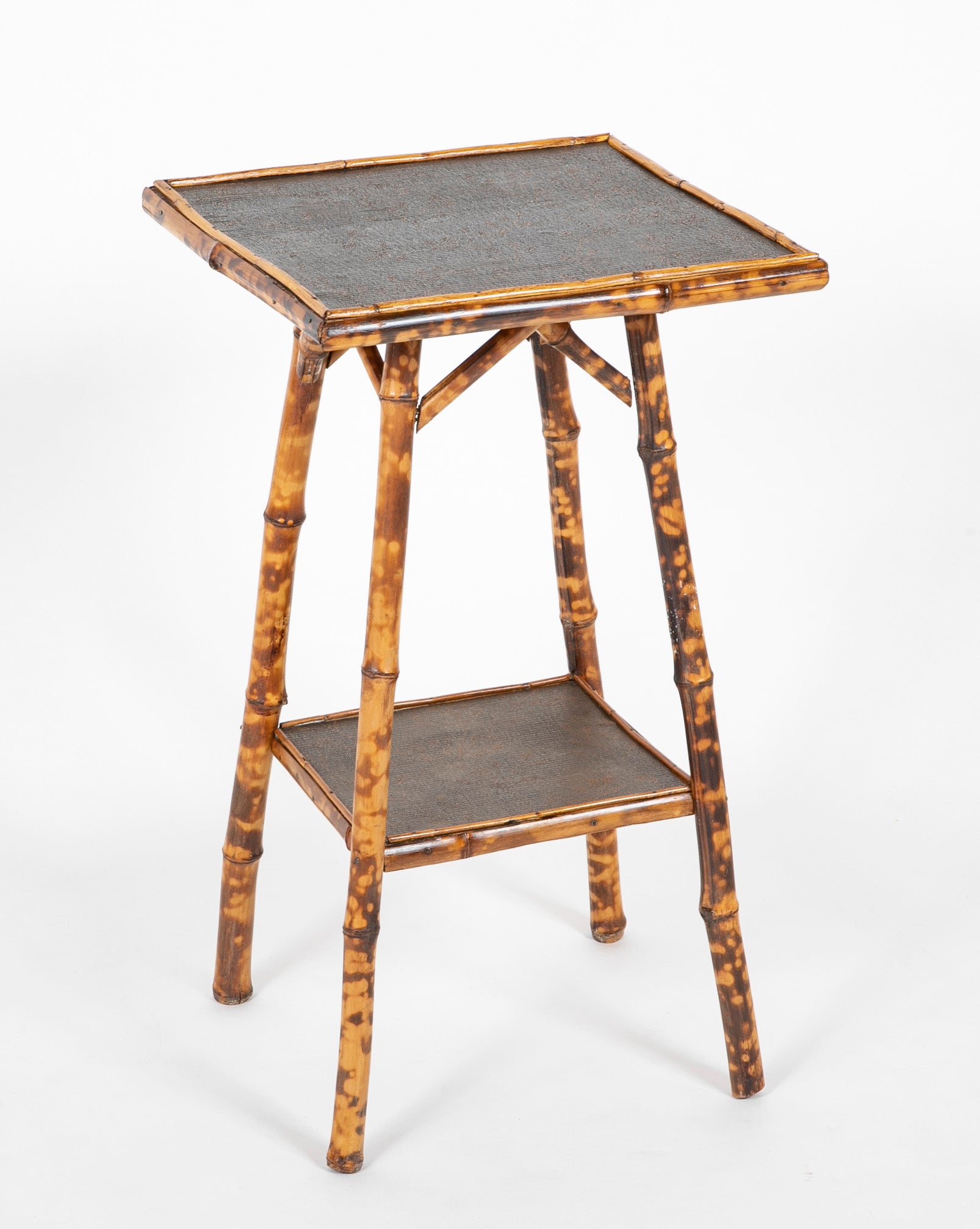 An English 20th Century Two Tier Square Bamboo Table