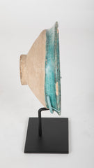 Turquoise Glazed Kashan Footed Bowl with Flared Rim