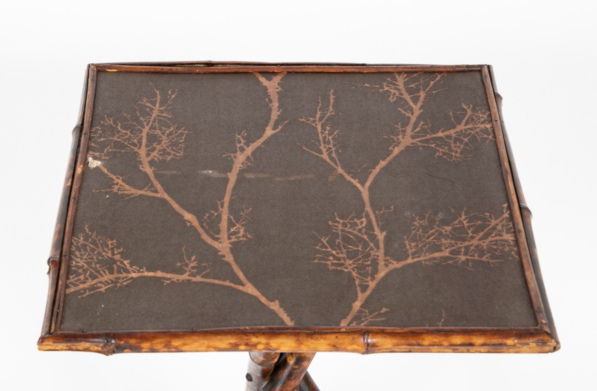 English Tripod Square Bamboo Side Table