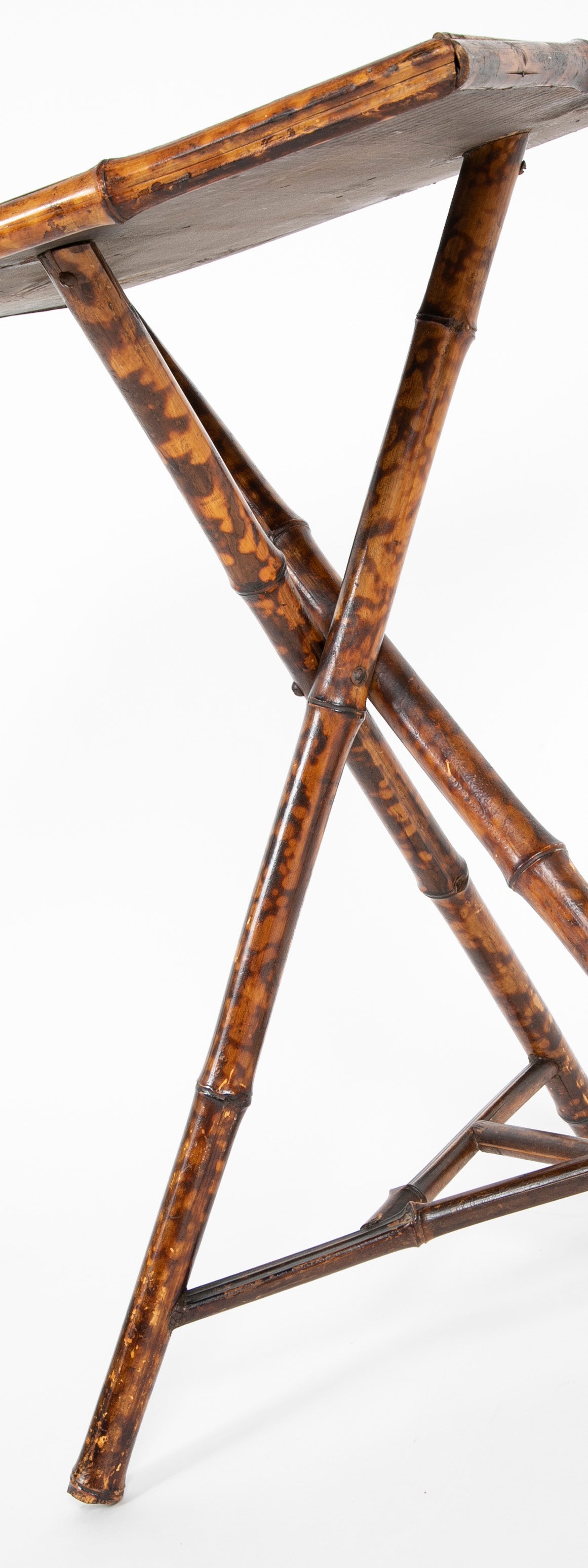 English Tripod Square Bamboo Side Table