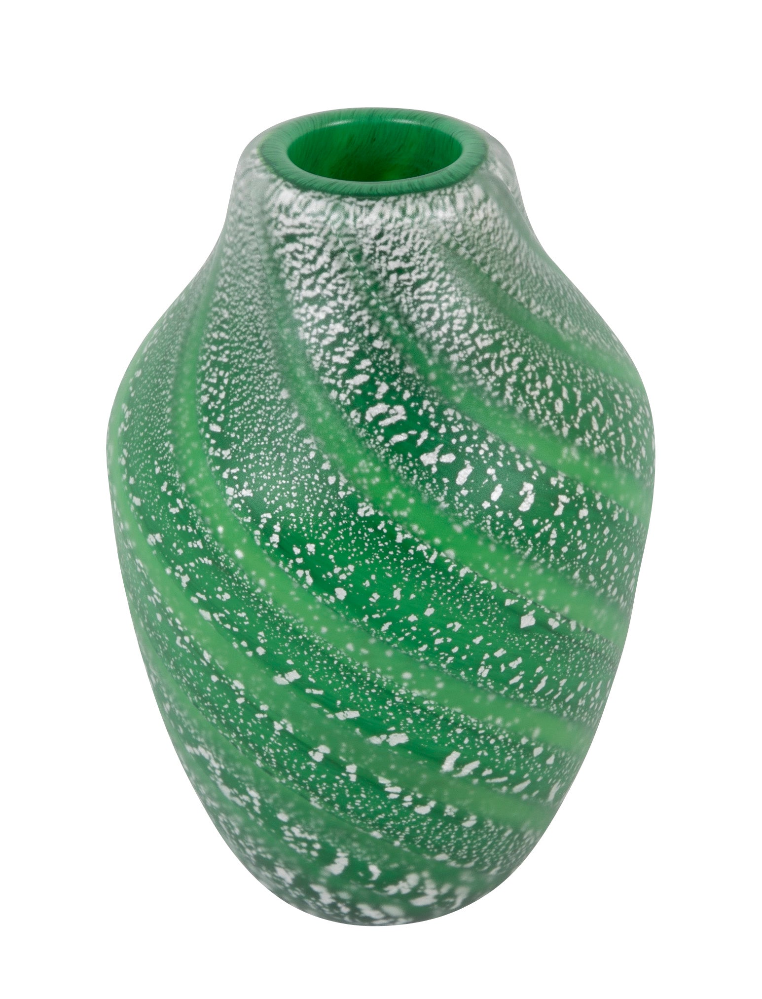 Green Art Glass Vase by Japanese Master Glass Artist Hisatoshi Iwata