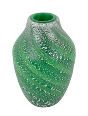 Green Art Glass Vase by Japanese Master Glass Artist Hisatoshi Iwata