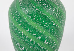 Green Art Glass Vase by Japanese Master Glass Artist Hisatoshi Iwata