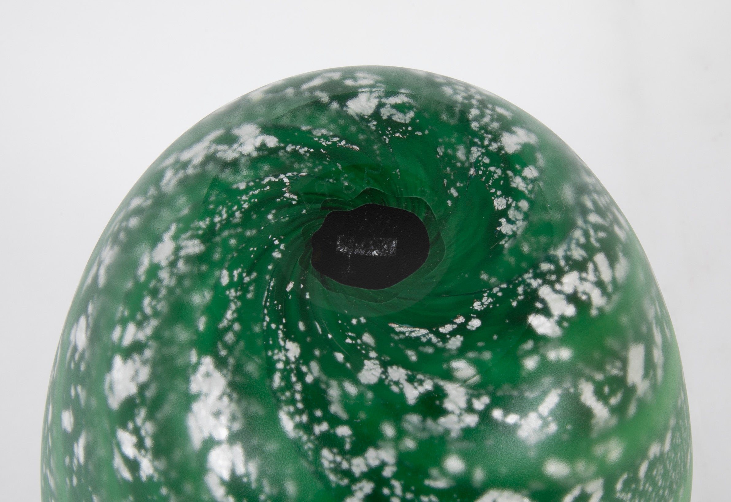 Green Art Glass Vase by Japanese Master Glass Artist Hisatoshi Iwata