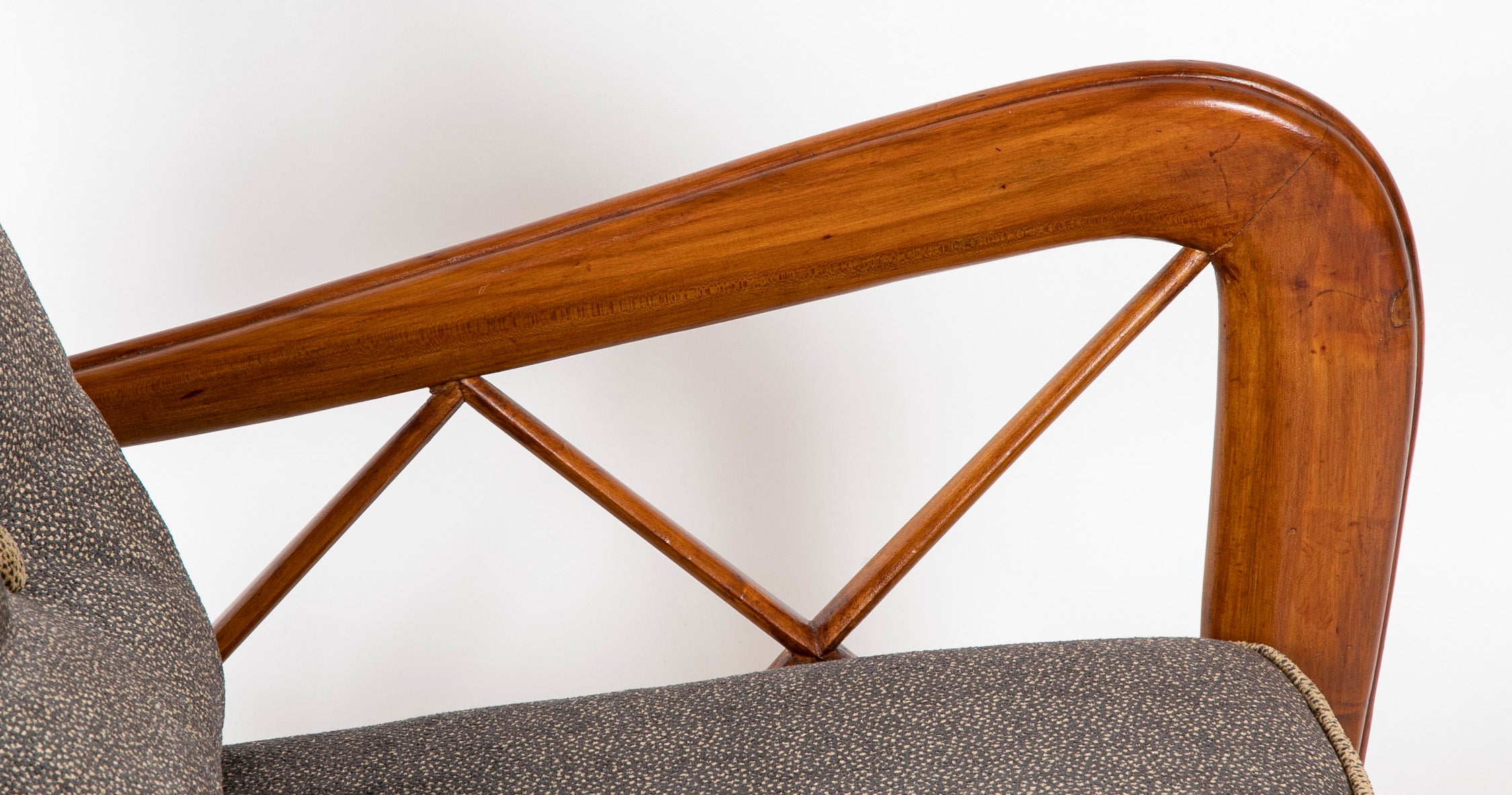 A Pair of Mid-Century Open Arm Chairs with Ottomans Attributed to Paolo Buffa