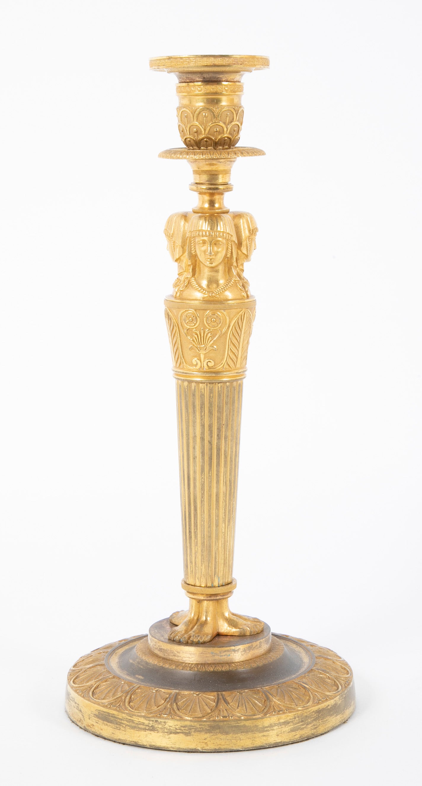 Pair of French Consulat Ormolu Candlesticks