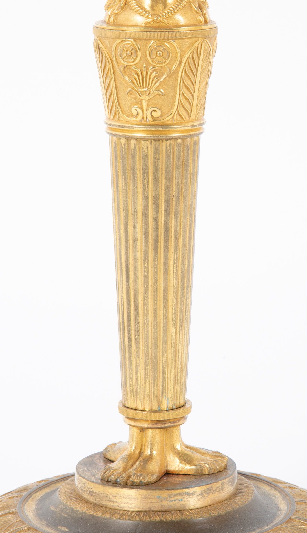 Pair of French Consulat Ormolu Candlesticks
