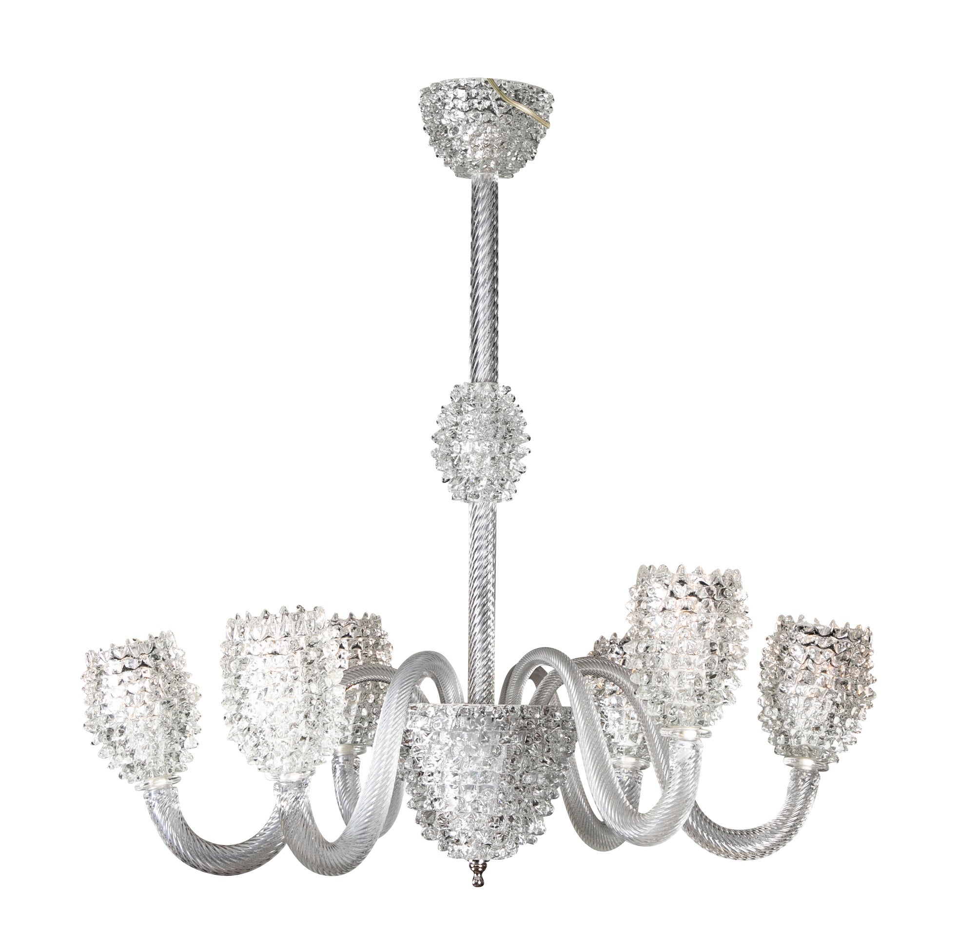 Italian Mid-Century Rostrato Glass Chandelier Attributed to Barovier & Toso