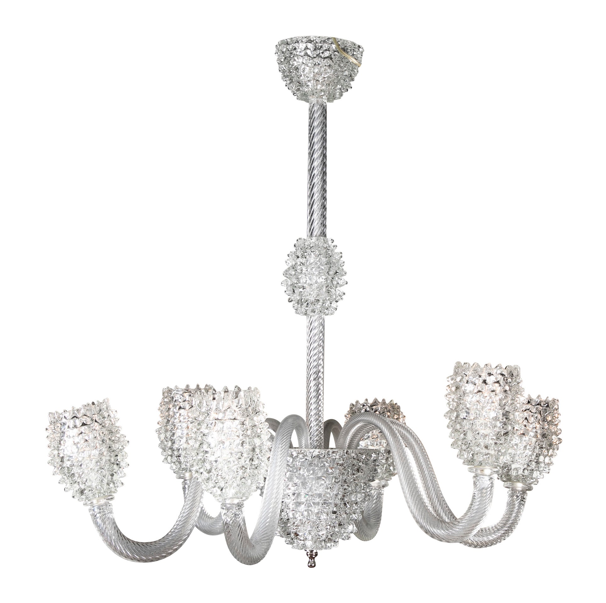 Italian Mid-Century Rostrato Glass Chandelier Attributed to Barovier & Toso