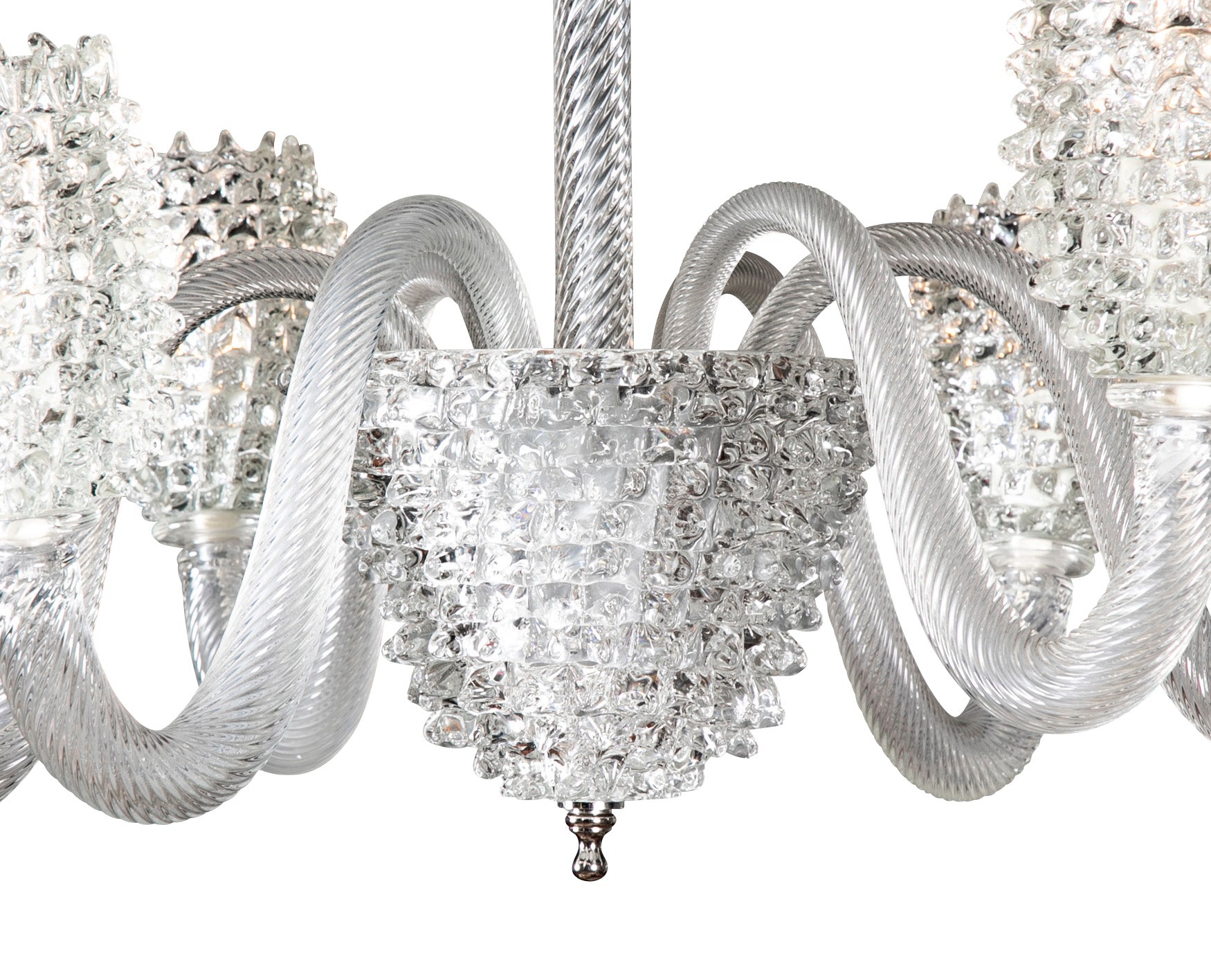 Italian Mid-Century Rostrato Glass Chandelier Attributed to Barovier & Toso