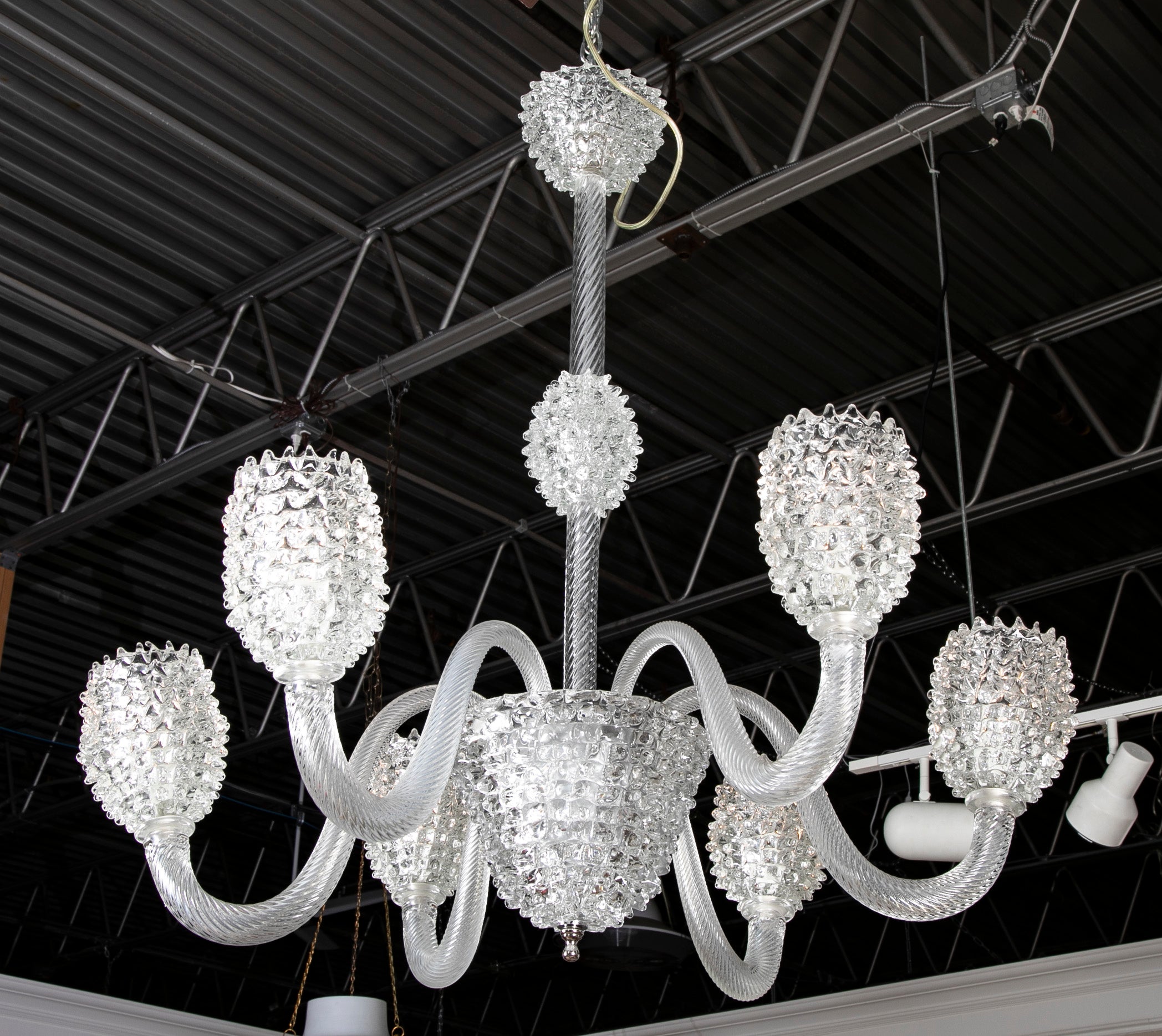 Italian Mid-Century Rostrato Glass Chandelier Attributed to Barovier & Toso
